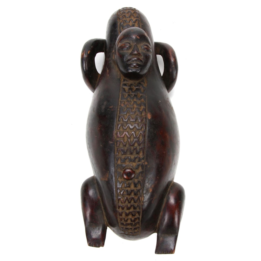 Central African Carved Wood Anthropomorphic Figure