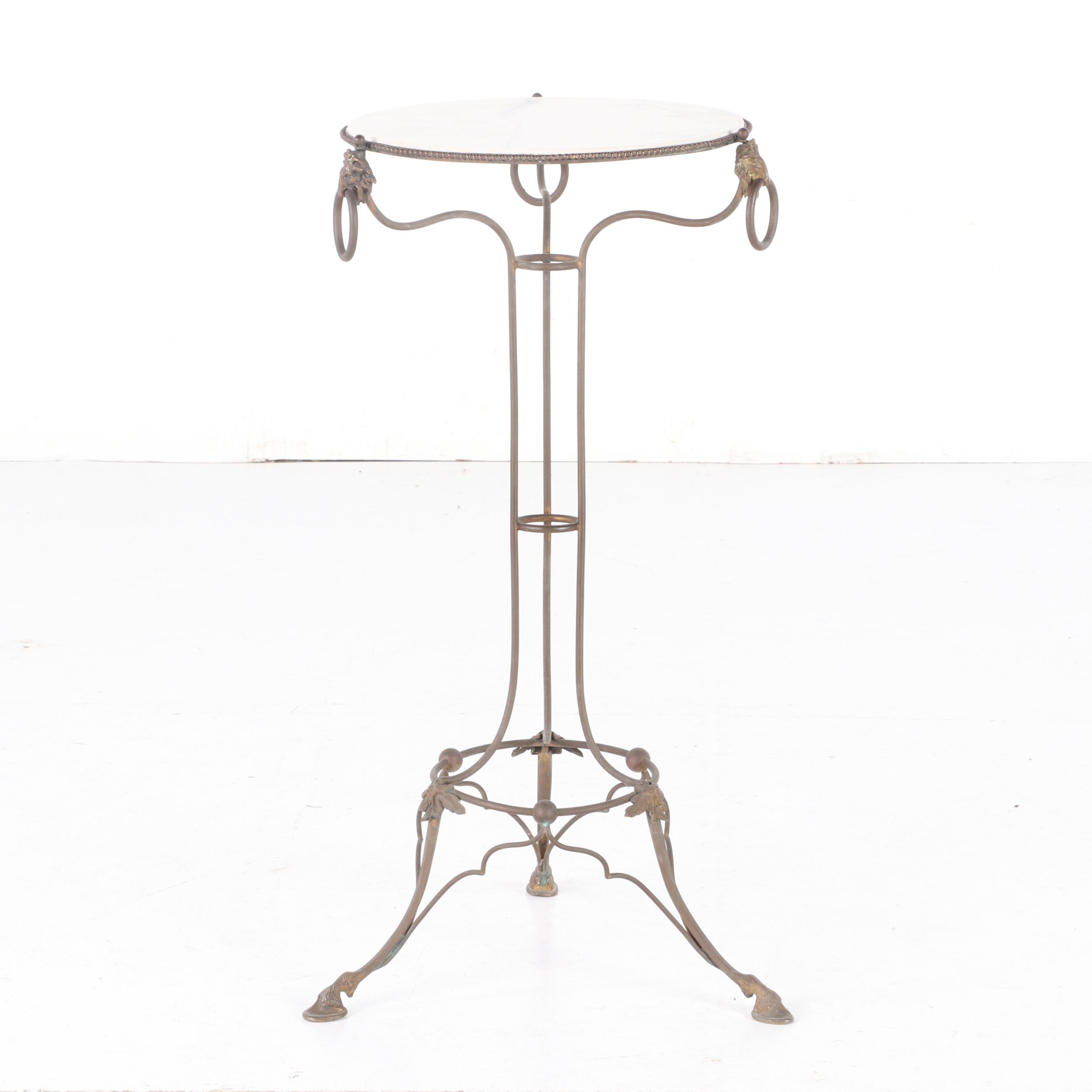French Empire Style Metal and Vitrified Porcelain Top Plant Stand