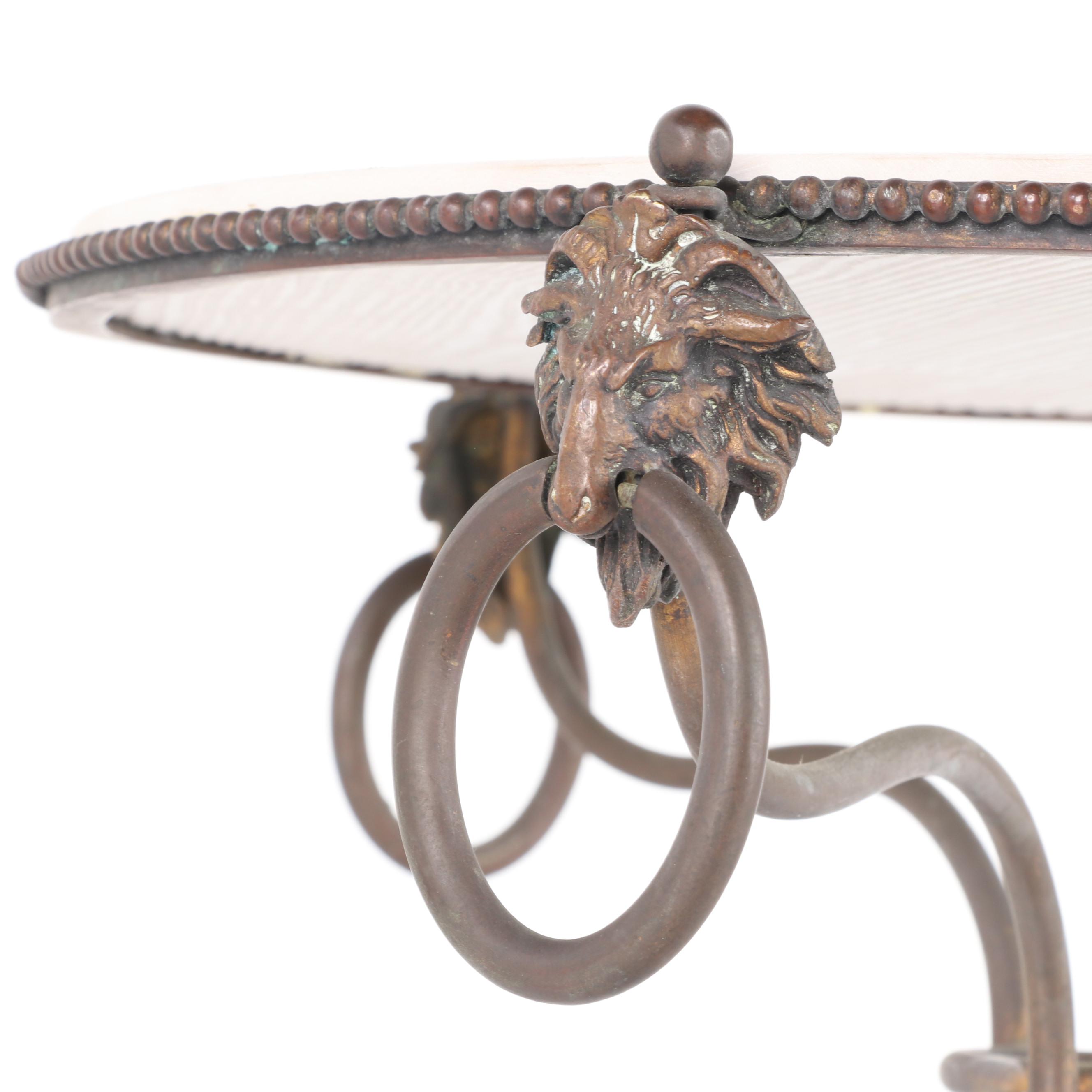 French Empire Style Metal and Vitrified Porcelain Top Plant Stand