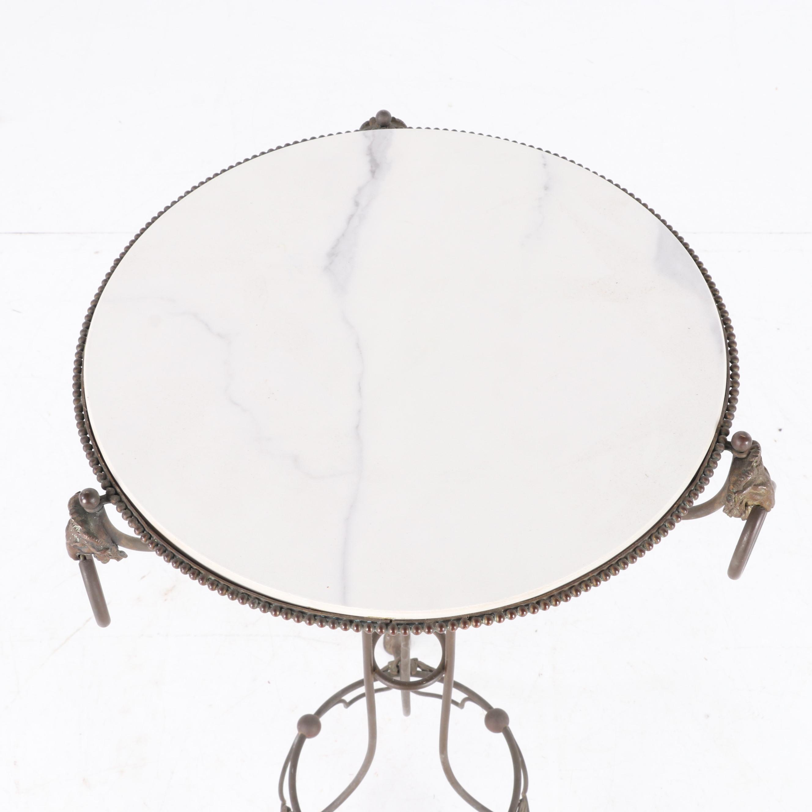 French Empire Style Metal and Vitrified Porcelain Top Plant Stand