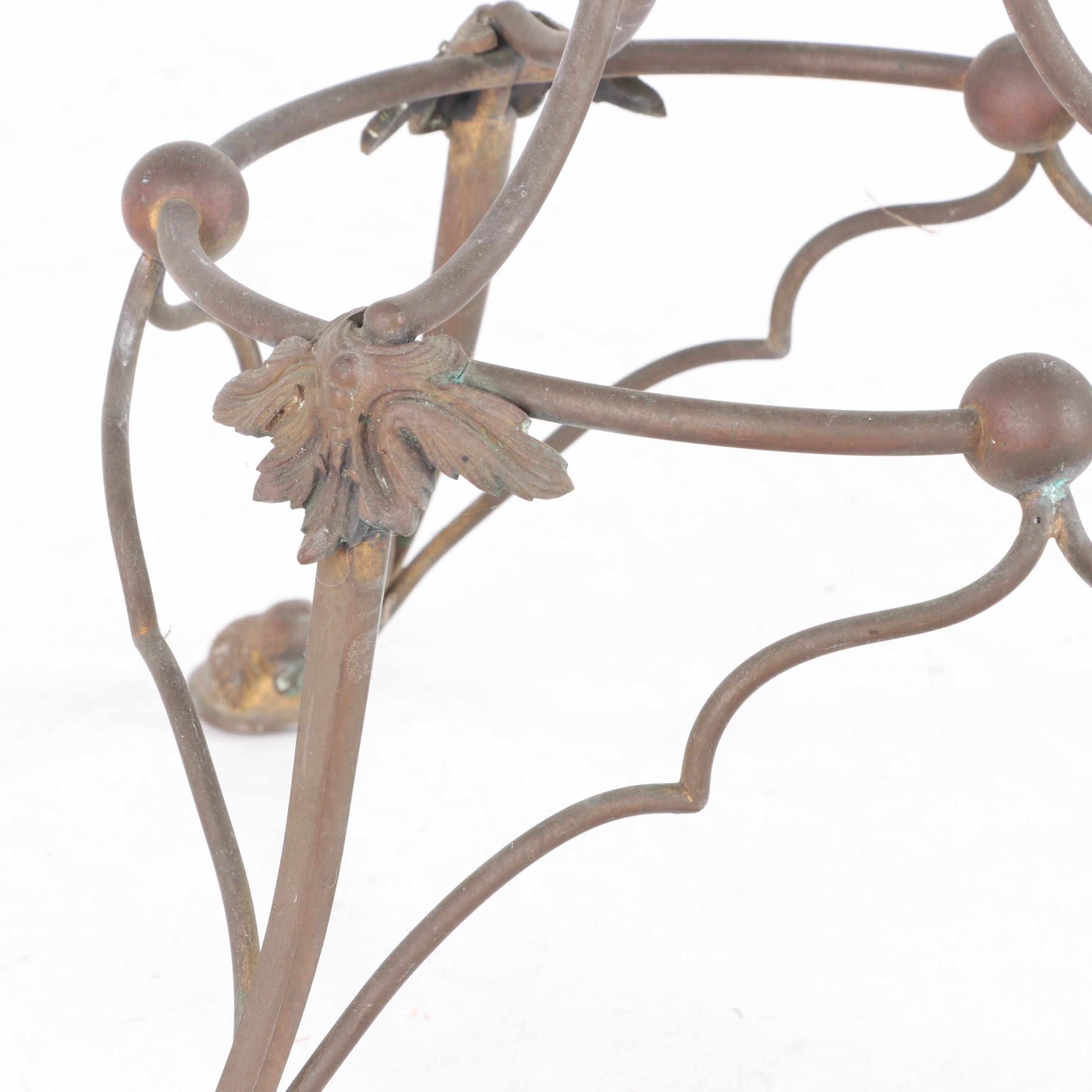 French Empire Style Metal and Vitrified Porcelain Top Plant Stand