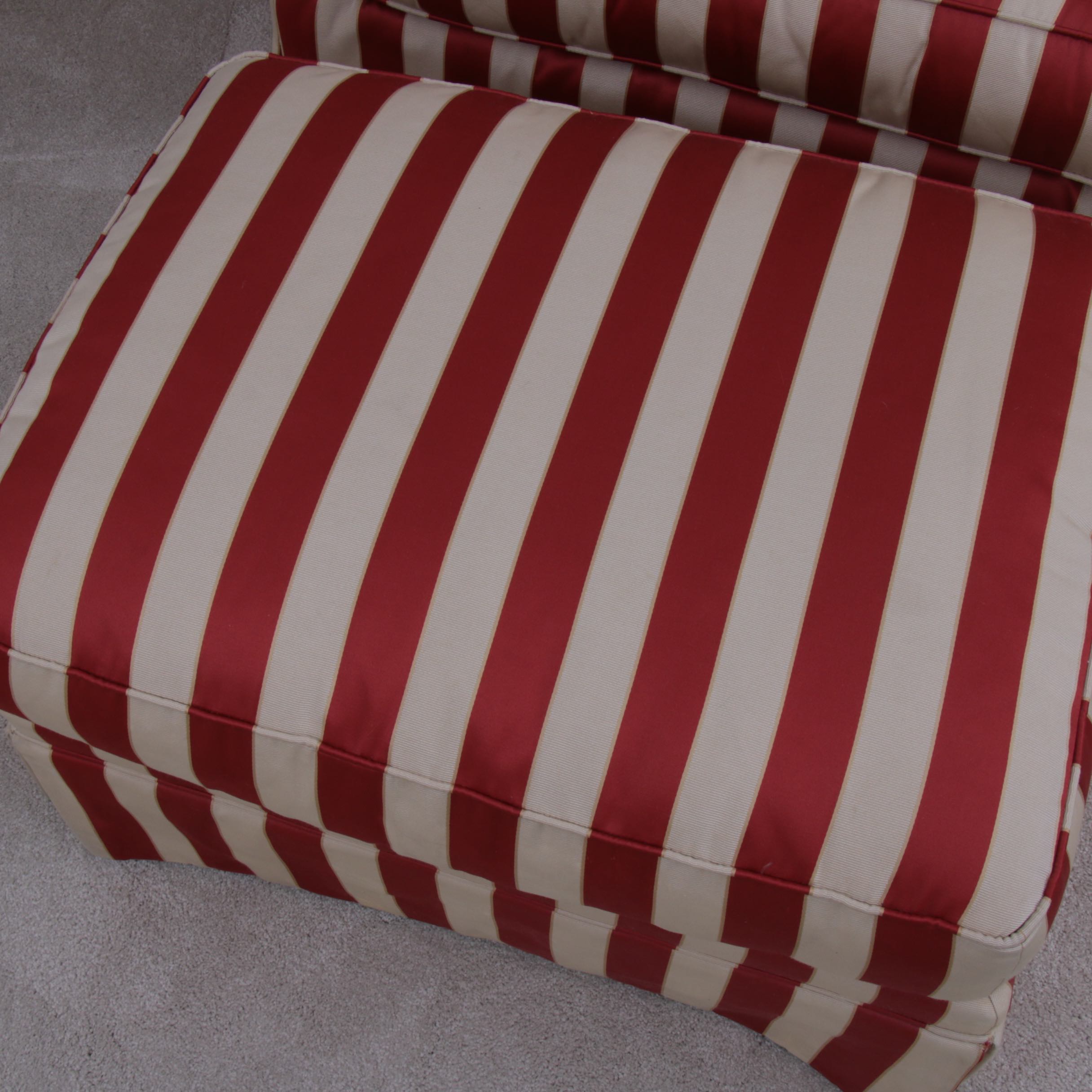 Century Furniture Striped Fabric Club Chair with Ottoman