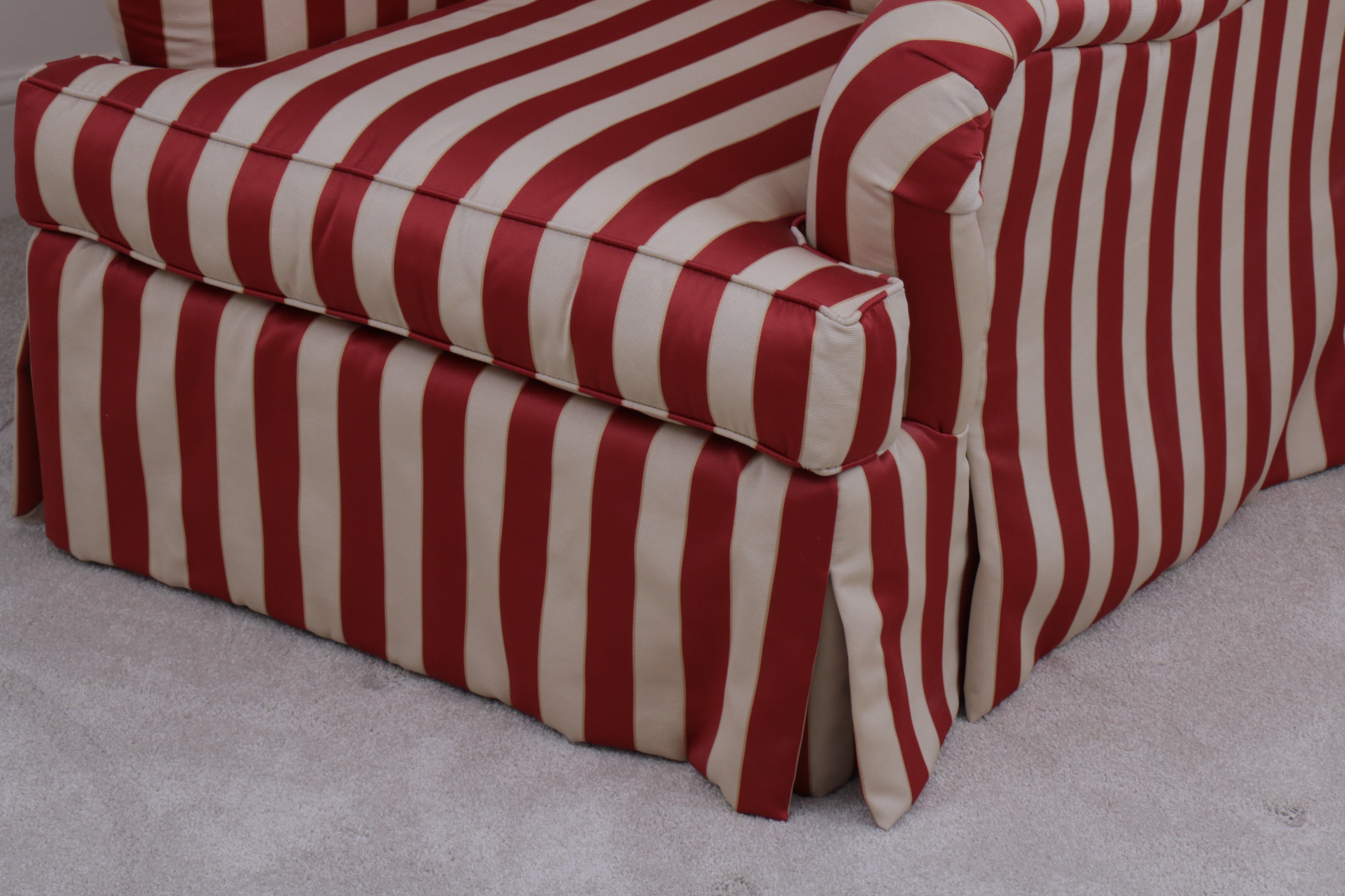 Century Furniture Striped Fabric Club Chair with Ottoman