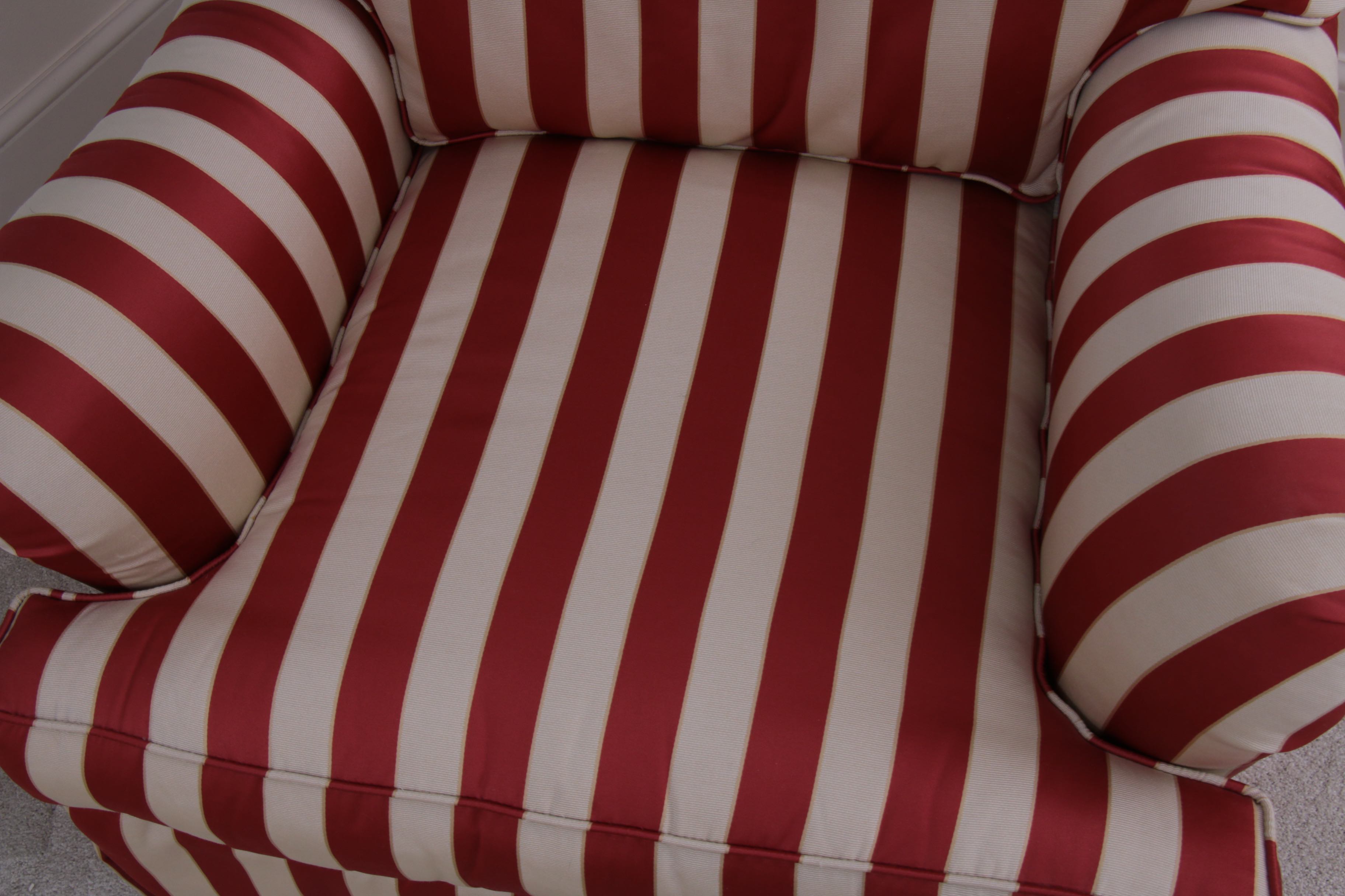 Century Furniture Striped Fabric Club Chair with Ottoman