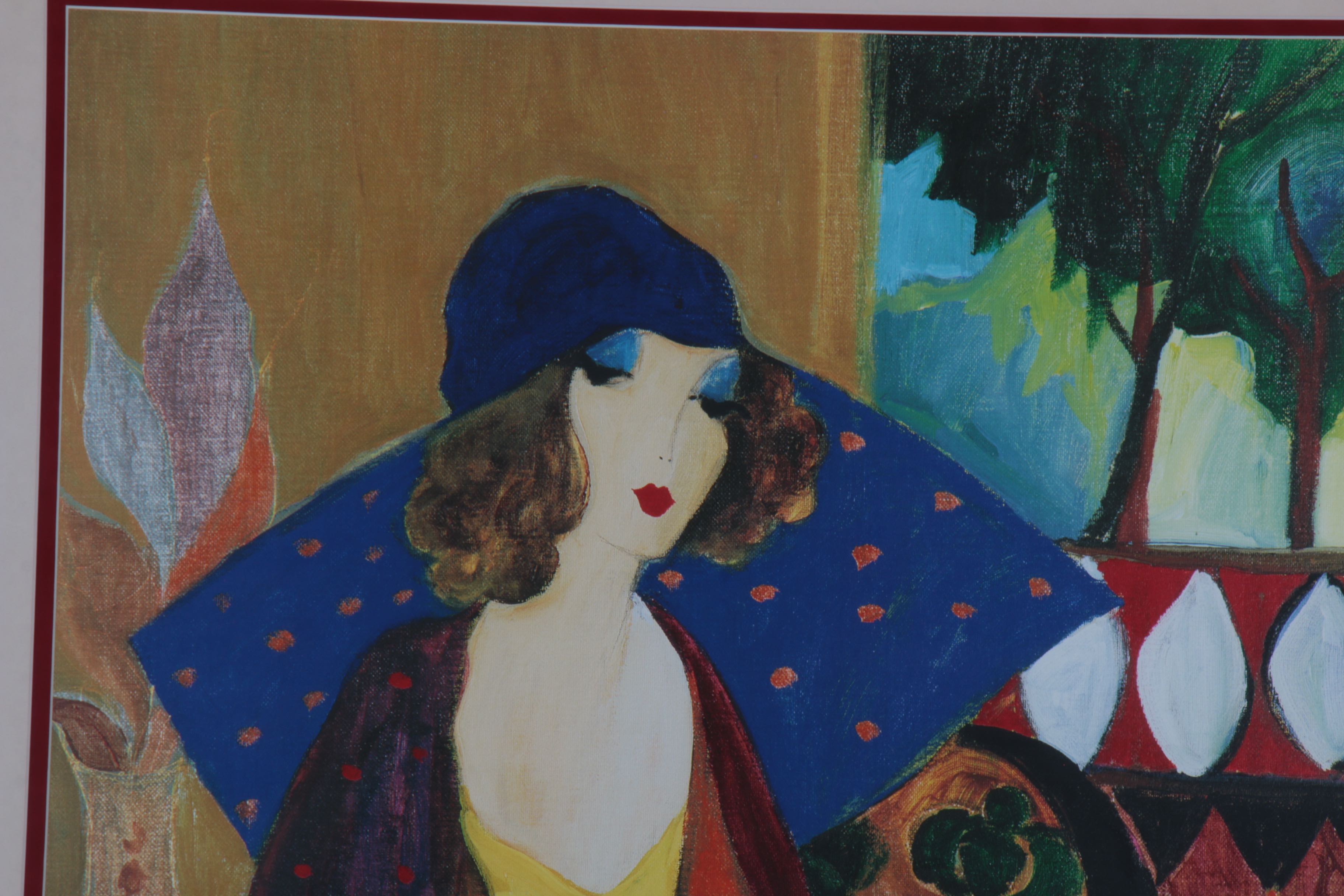 Offset Lithograph After Itzchak Tarkay "Indigo Chapeau"