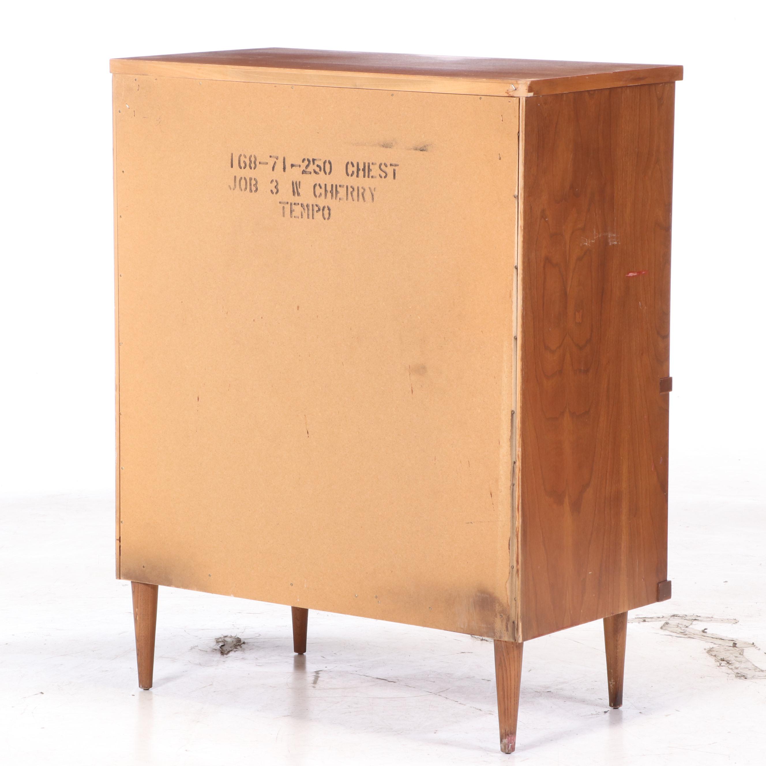 Bassett Furniture "Tempo" Mid Century Modern Cherrywood Four-Drawer Chest