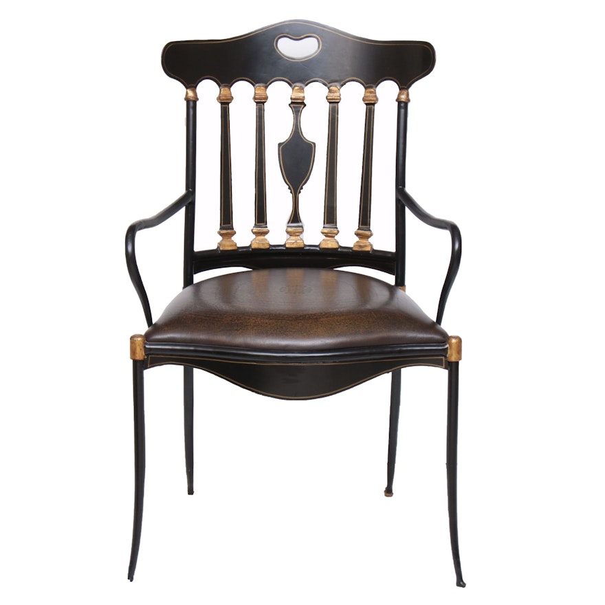 Theodore Alexander Regency Style Parcel-Gilt Ebonized Armchair