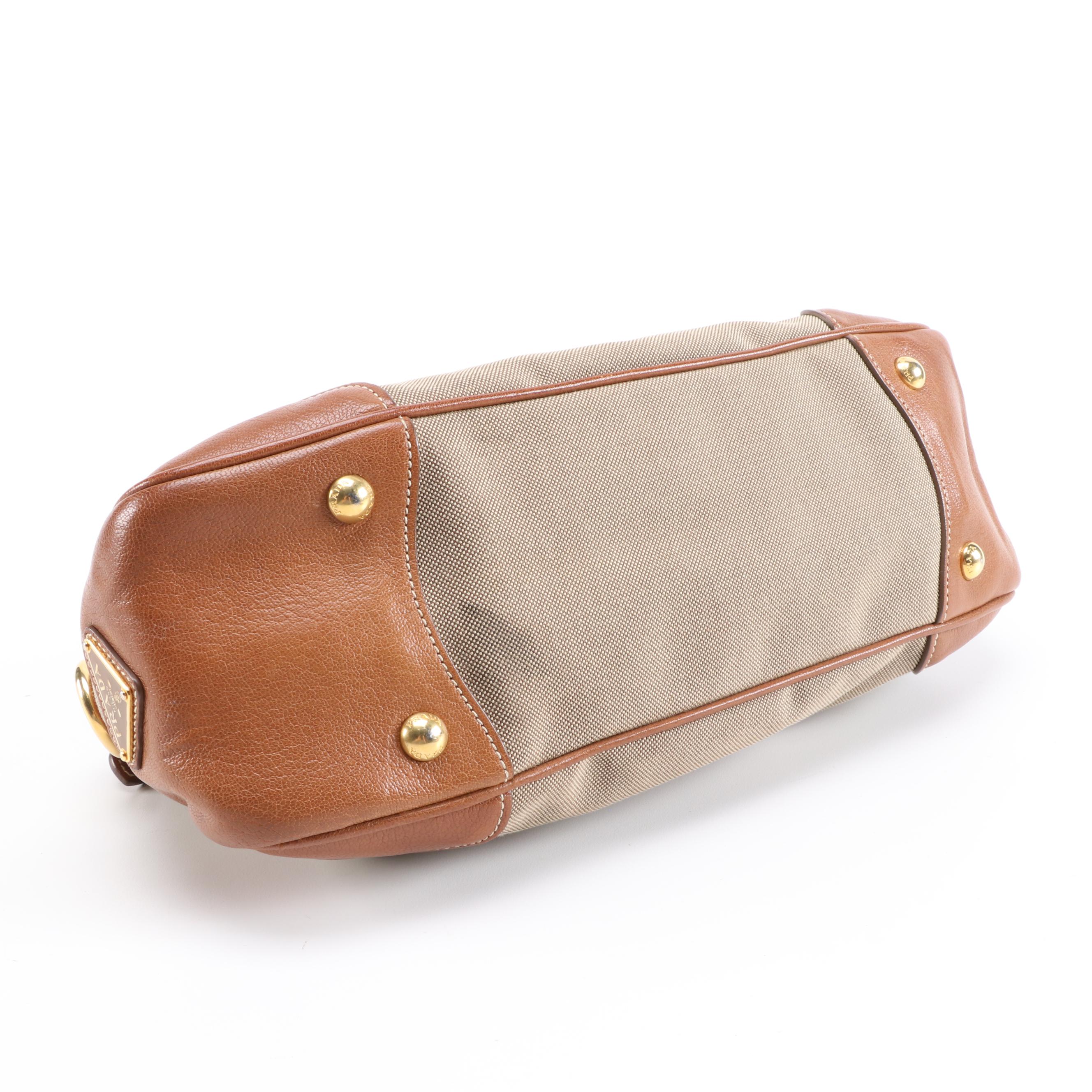 Prada Canapa Jacquard and Leather Two-Way Satchel