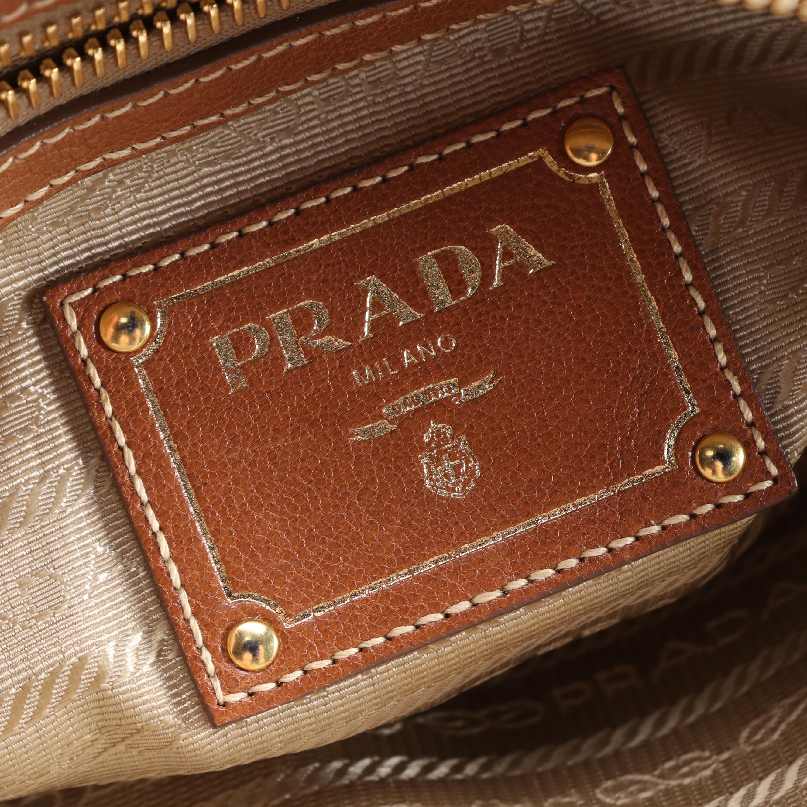 Prada Canapa Jacquard and Leather Two-Way Satchel