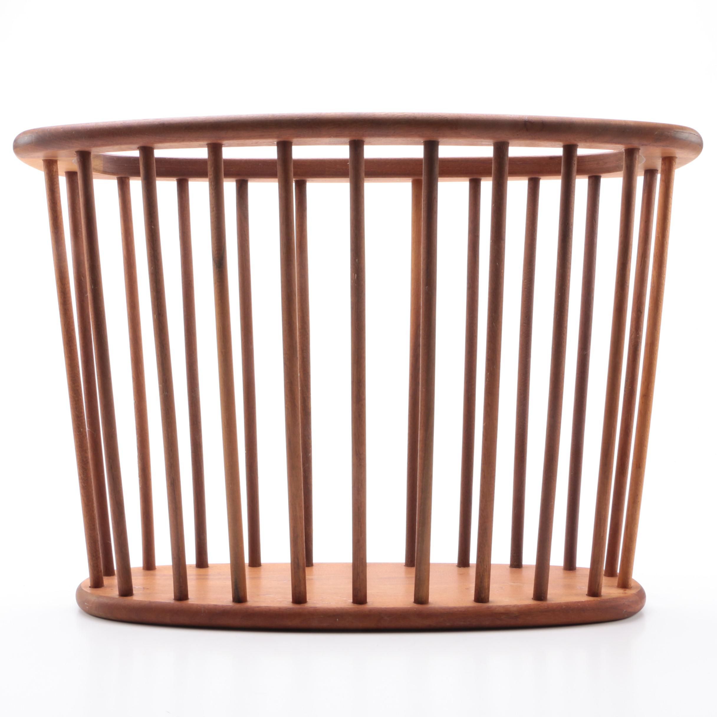 Mid Century Modern Spindle Walnut Magazine Rack