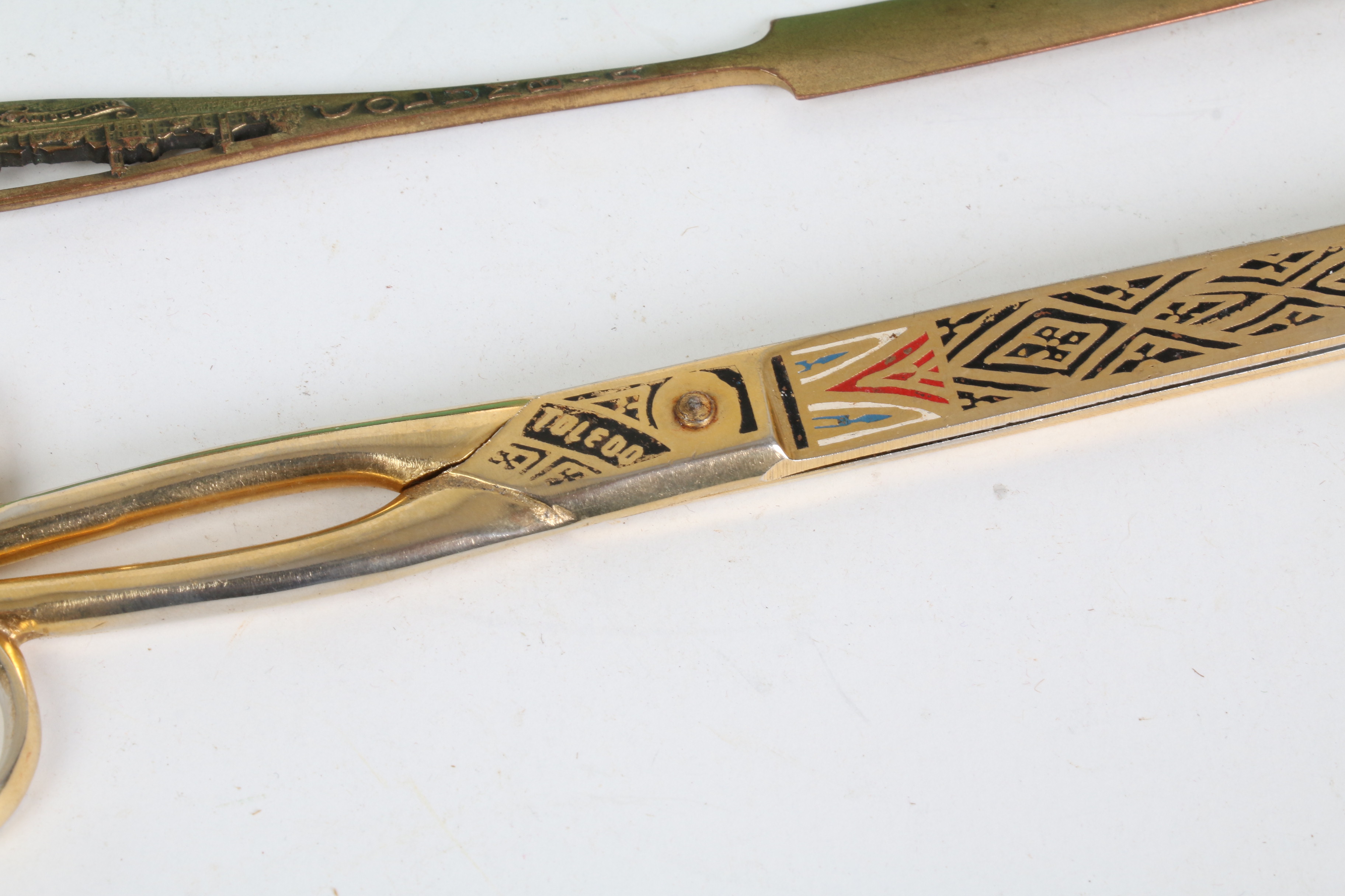 Ronson Lighters, Toledo Enameled Brass Scissors and Desk Decor, Early/Mid 20th C