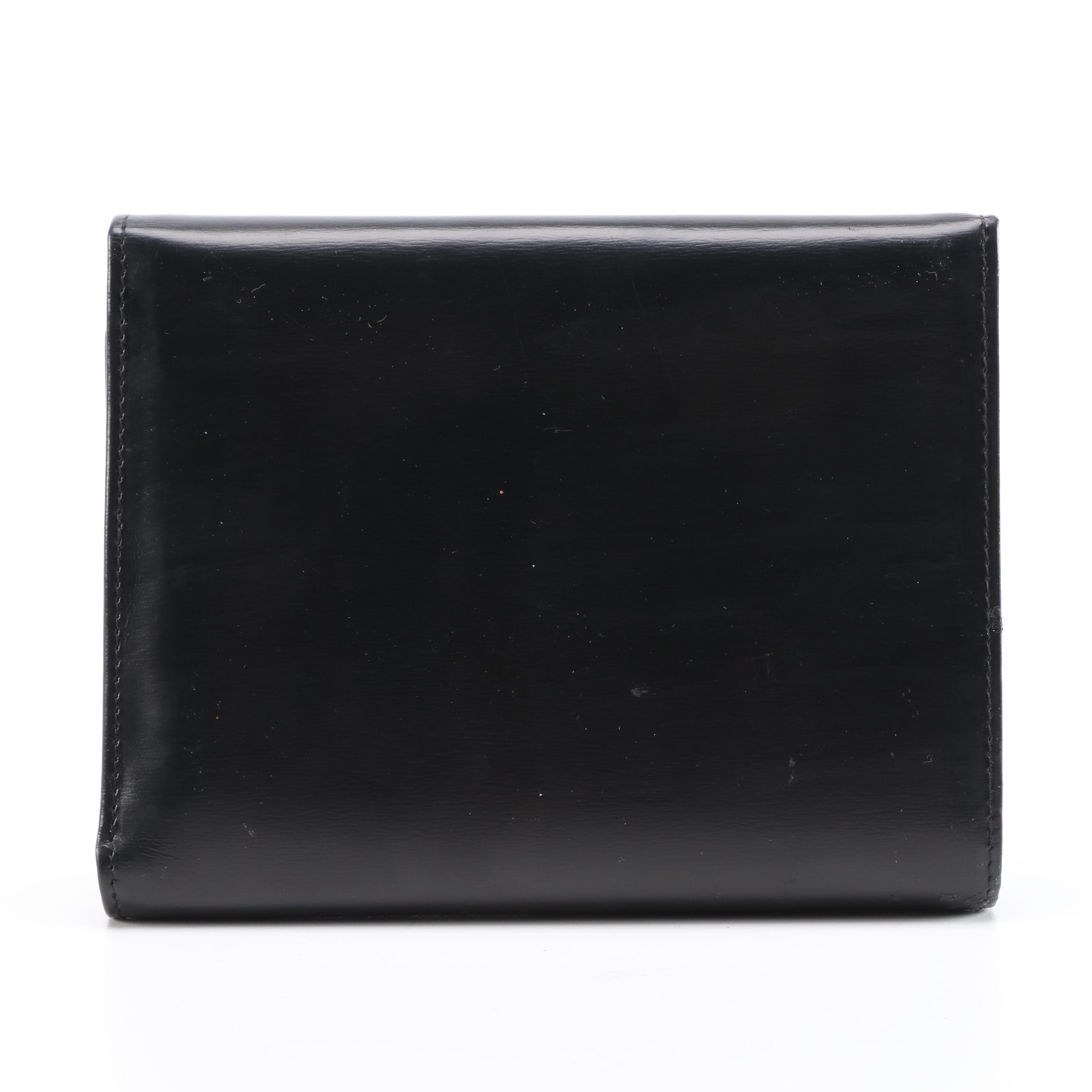 Cartier Panther Logo Black Leather Wallet