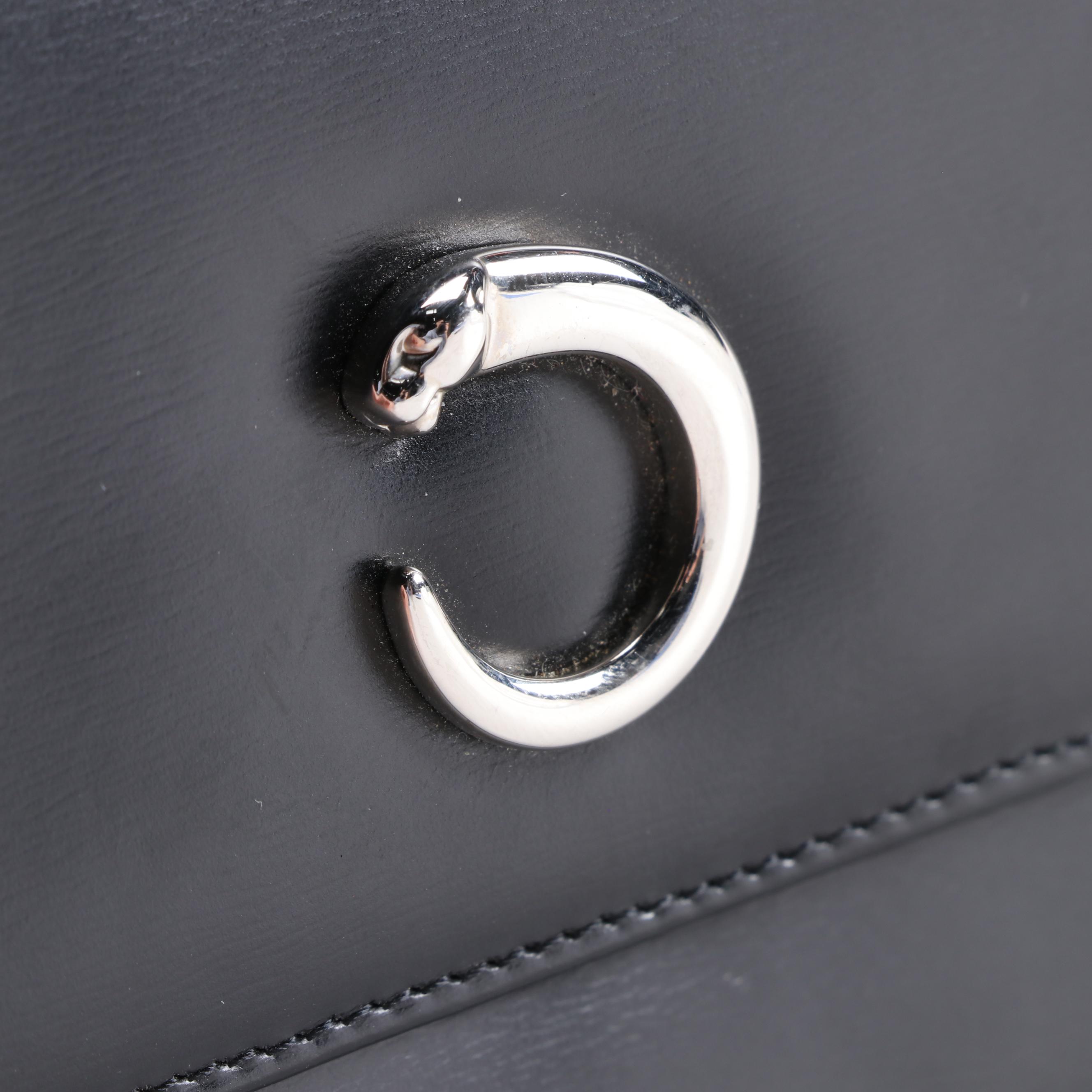 Cartier Panther Logo Black Leather Wallet