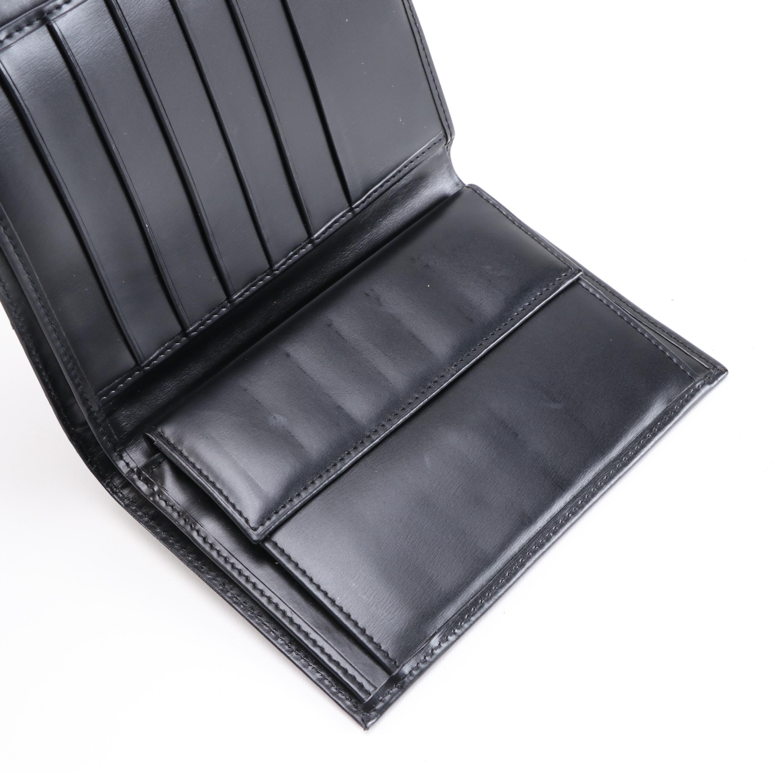 Cartier Panther Logo Black Leather Wallet