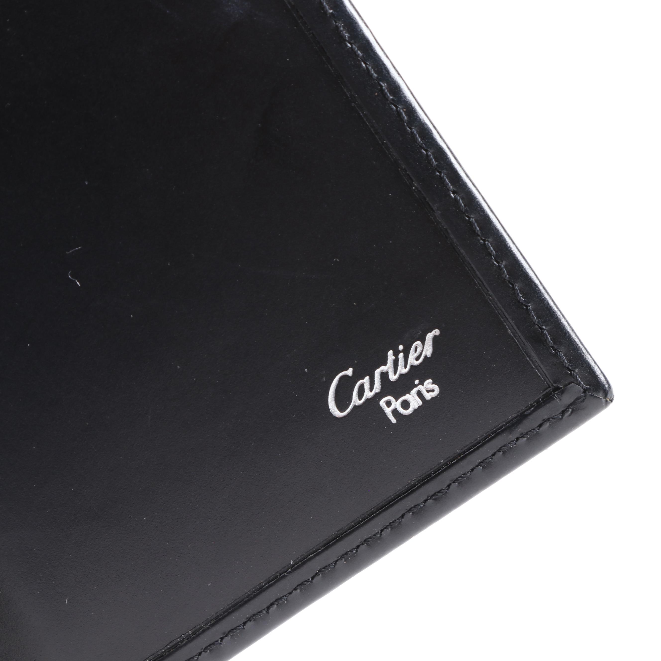 Cartier Panther Logo Black Leather Wallet