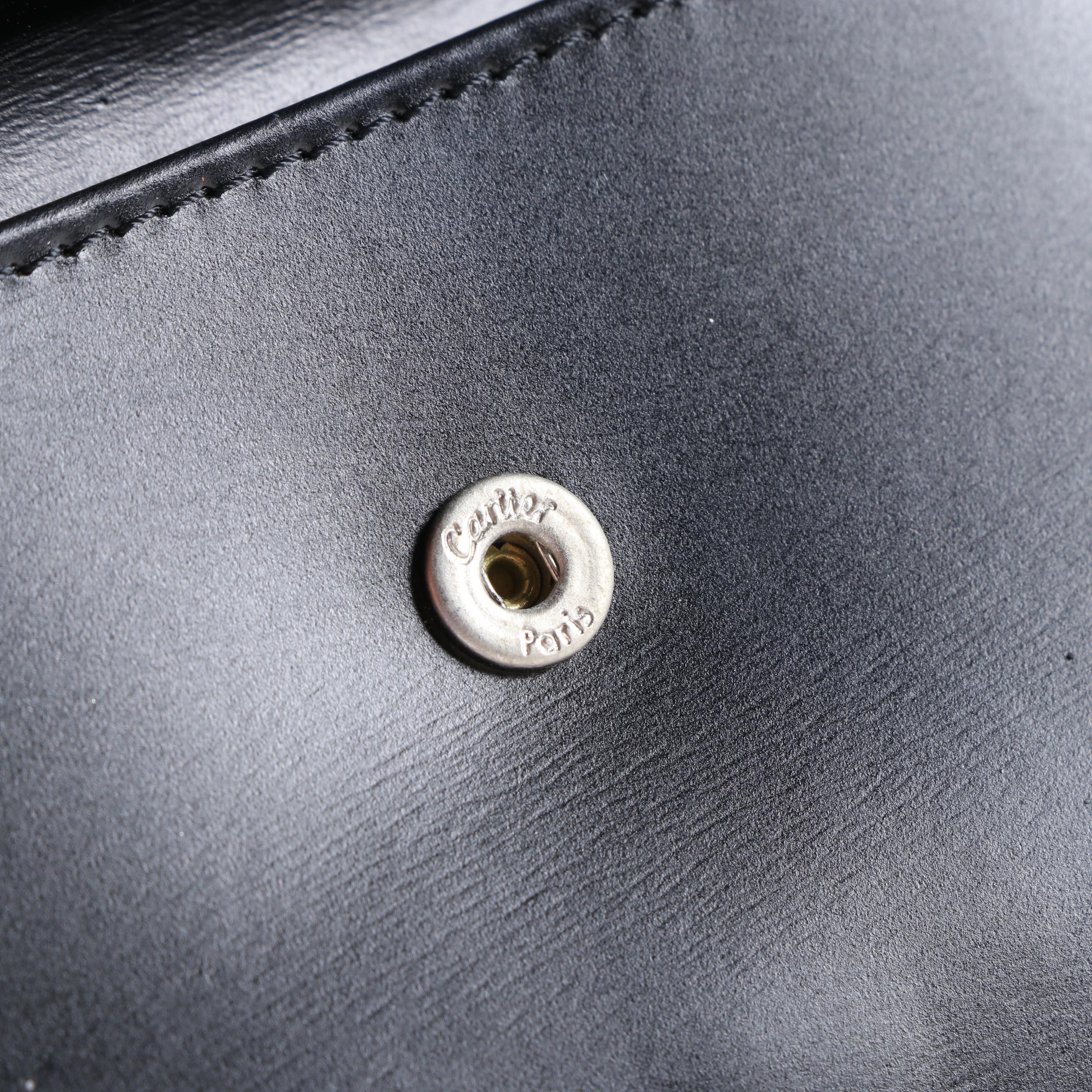 Cartier Panther Logo Black Leather Wallet