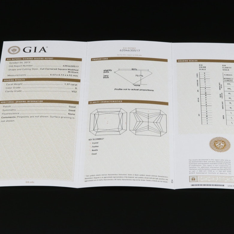 Tacori Platinum Diamond Ring with Loose 1.37 CT Diamond with GIA Report