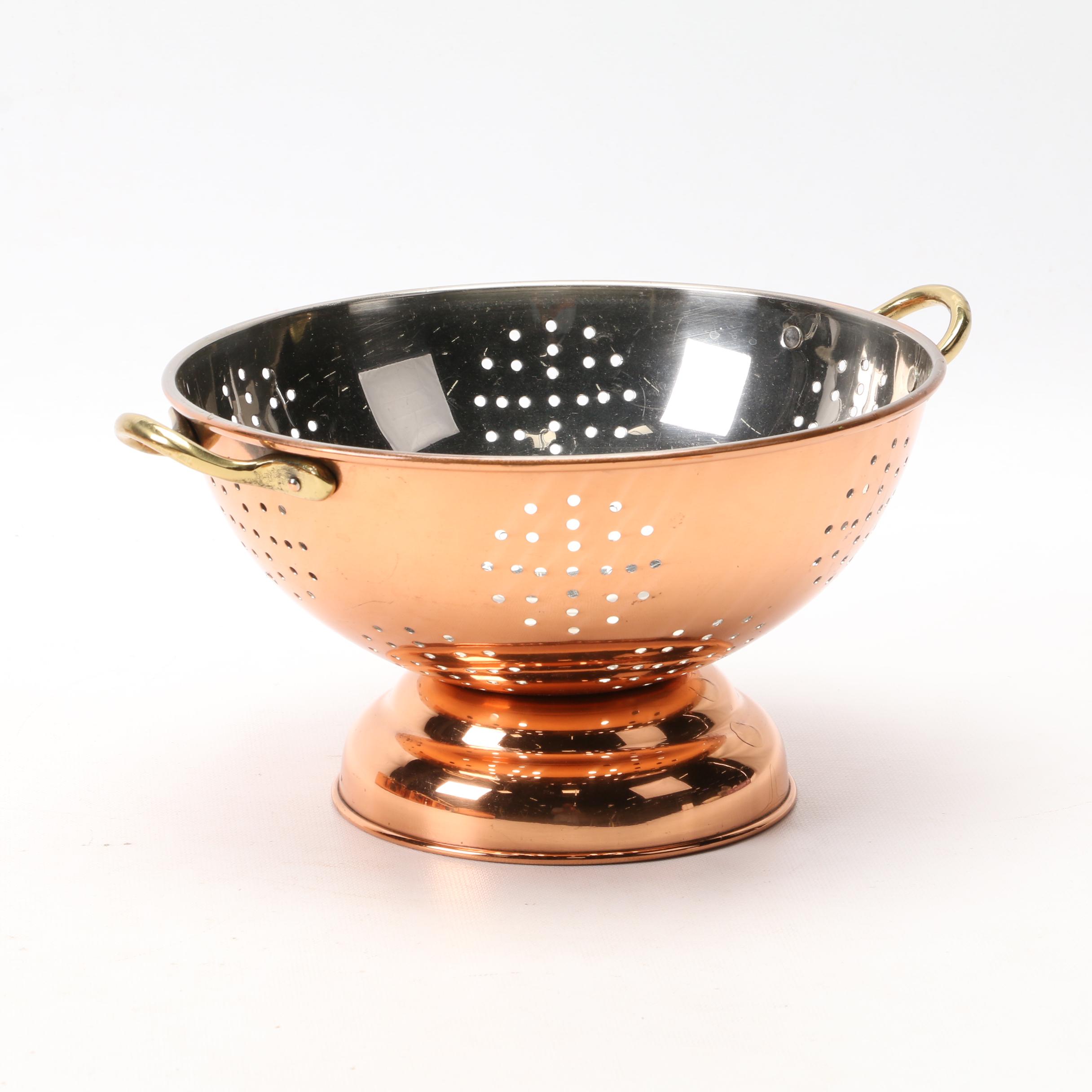 Old Dutch International Copper Clad Pots and Pans and Douro Copper Colander