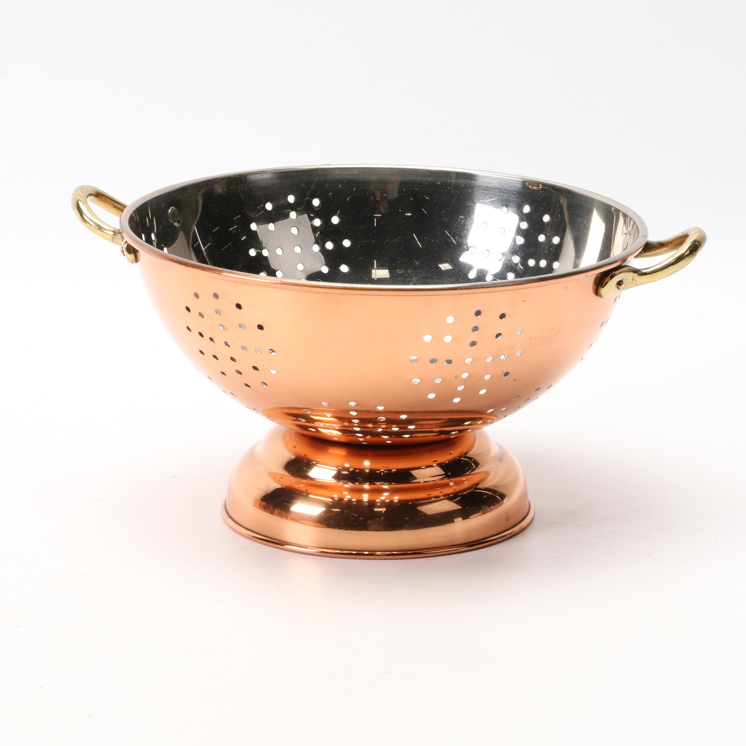 Old Dutch International Copper Clad Pots and Pans and Douro Copper Colander