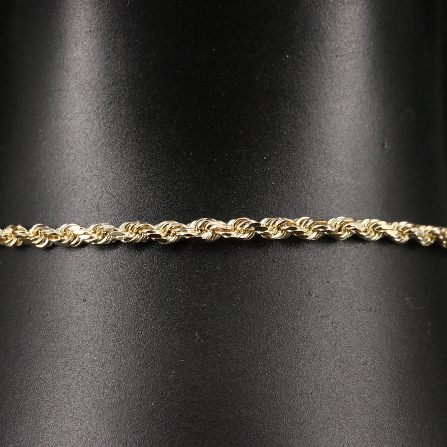 10K Rope Chain Bracelet