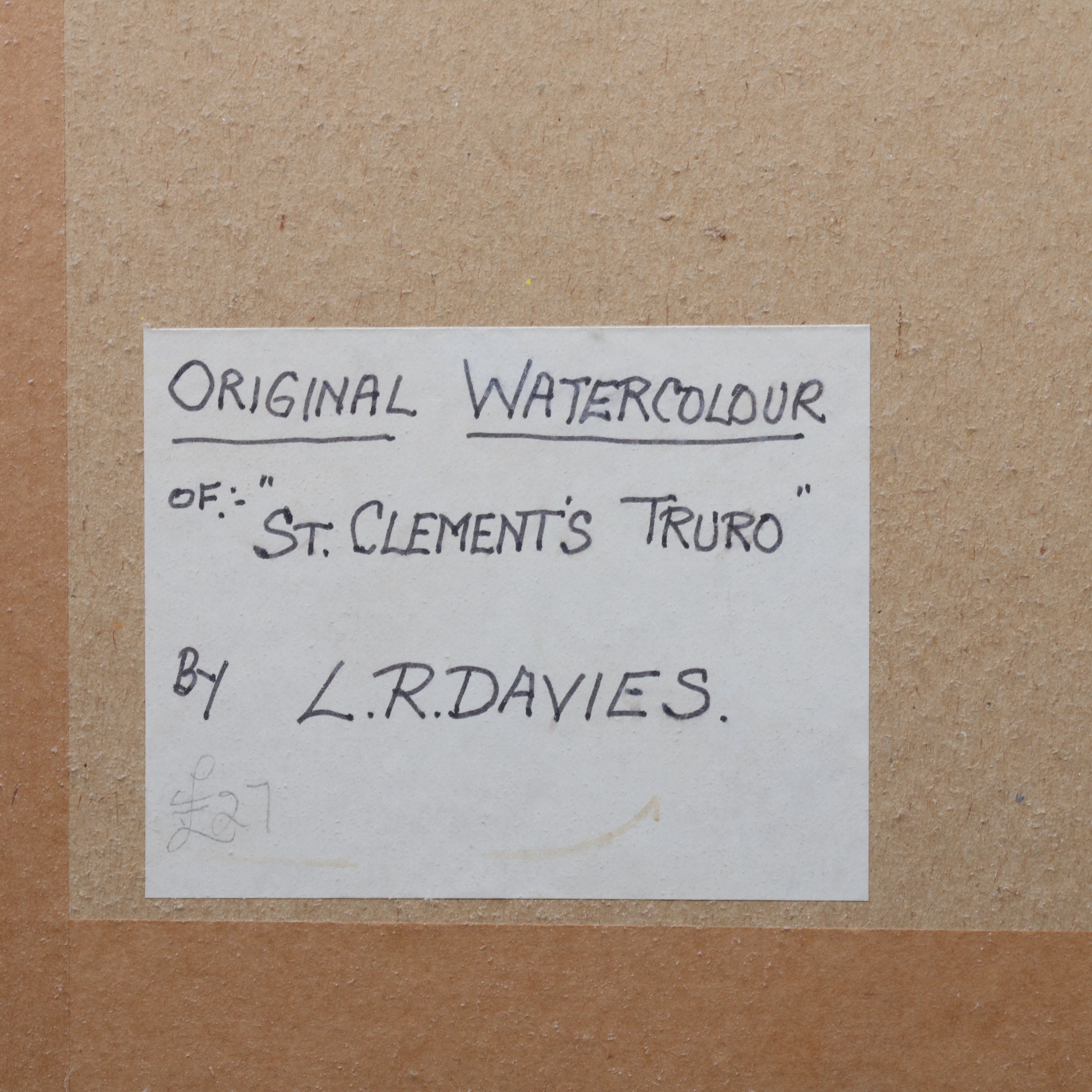 L.R. Davies Watercolor Painting "St. Clement's Truro"