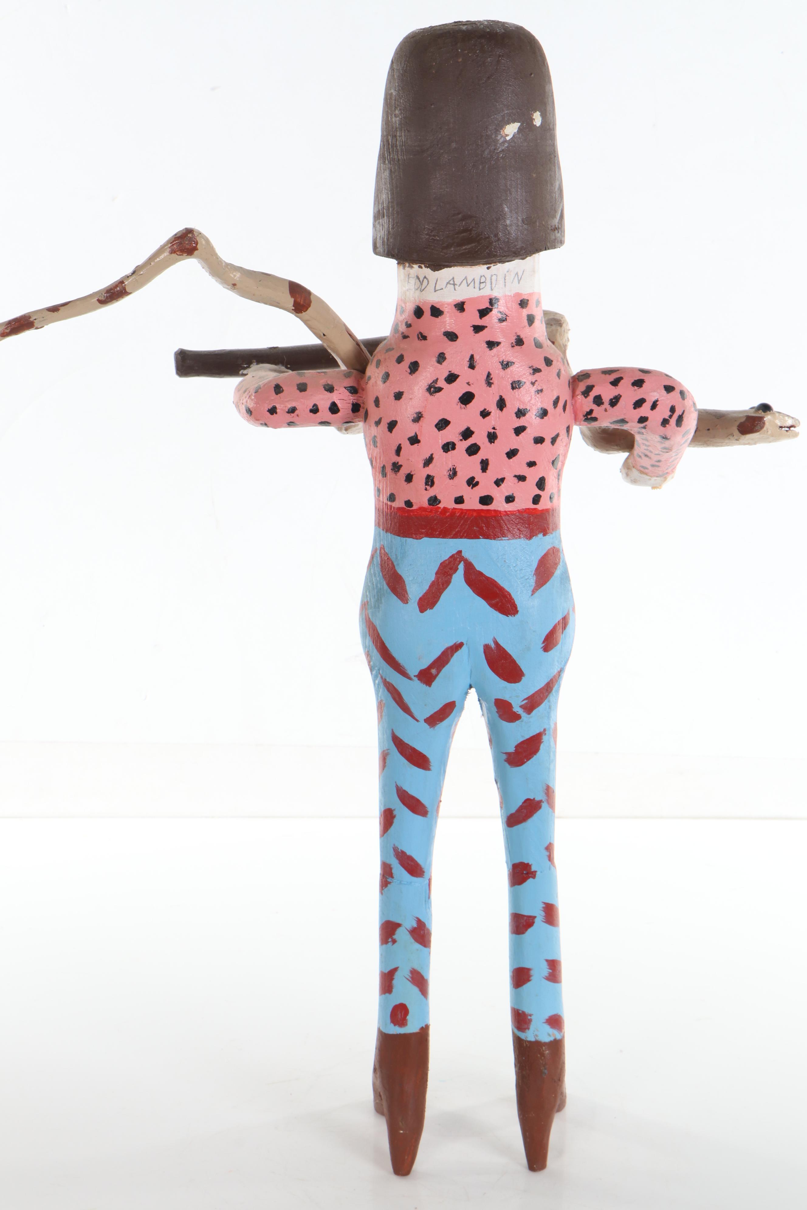 Edd Lambdin Carved Polychrome Folk Art Sculpture, 21st century