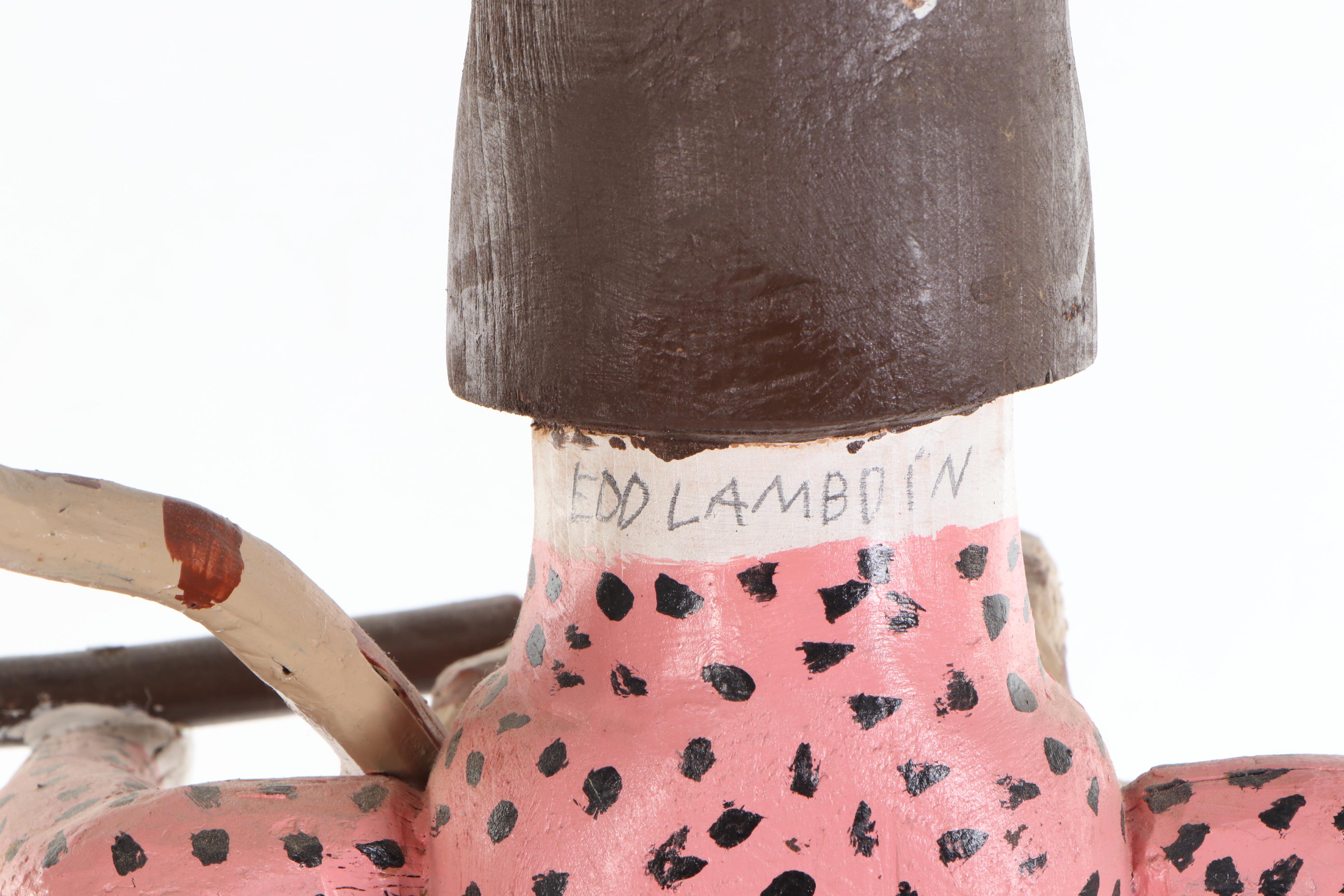 Edd Lambdin Carved Polychrome Folk Art Sculpture, 21st century