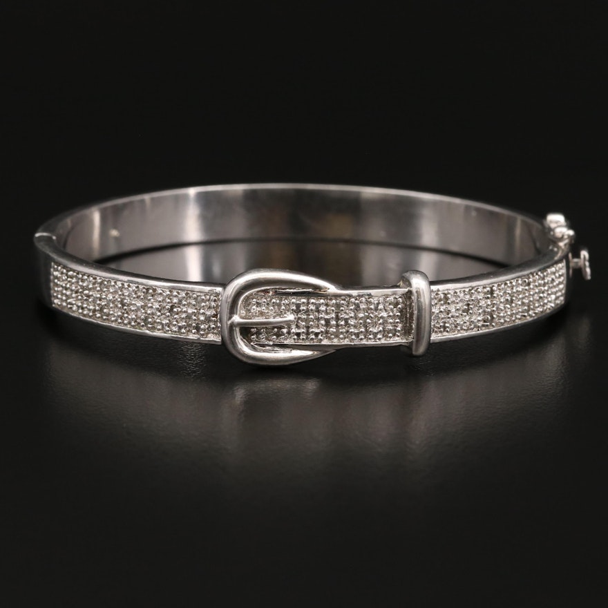 Hinged Diamond Buckle Bangle