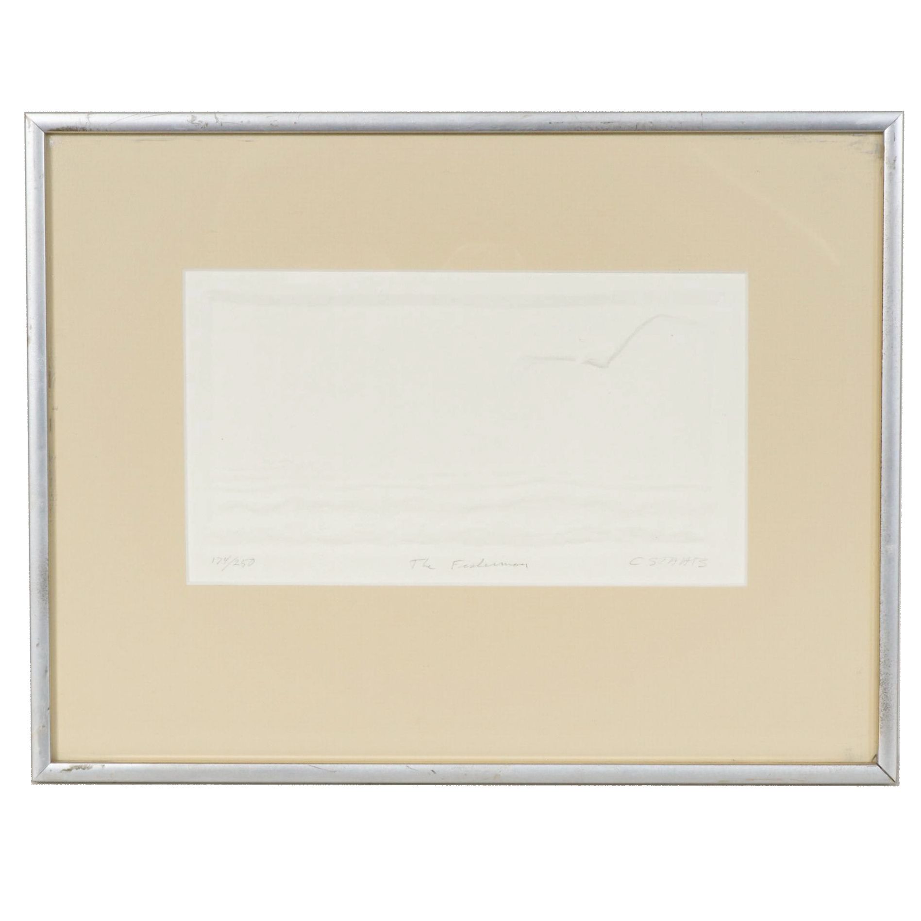 Charles E. Staats Embossed Print "The Fisherman", 20th Century