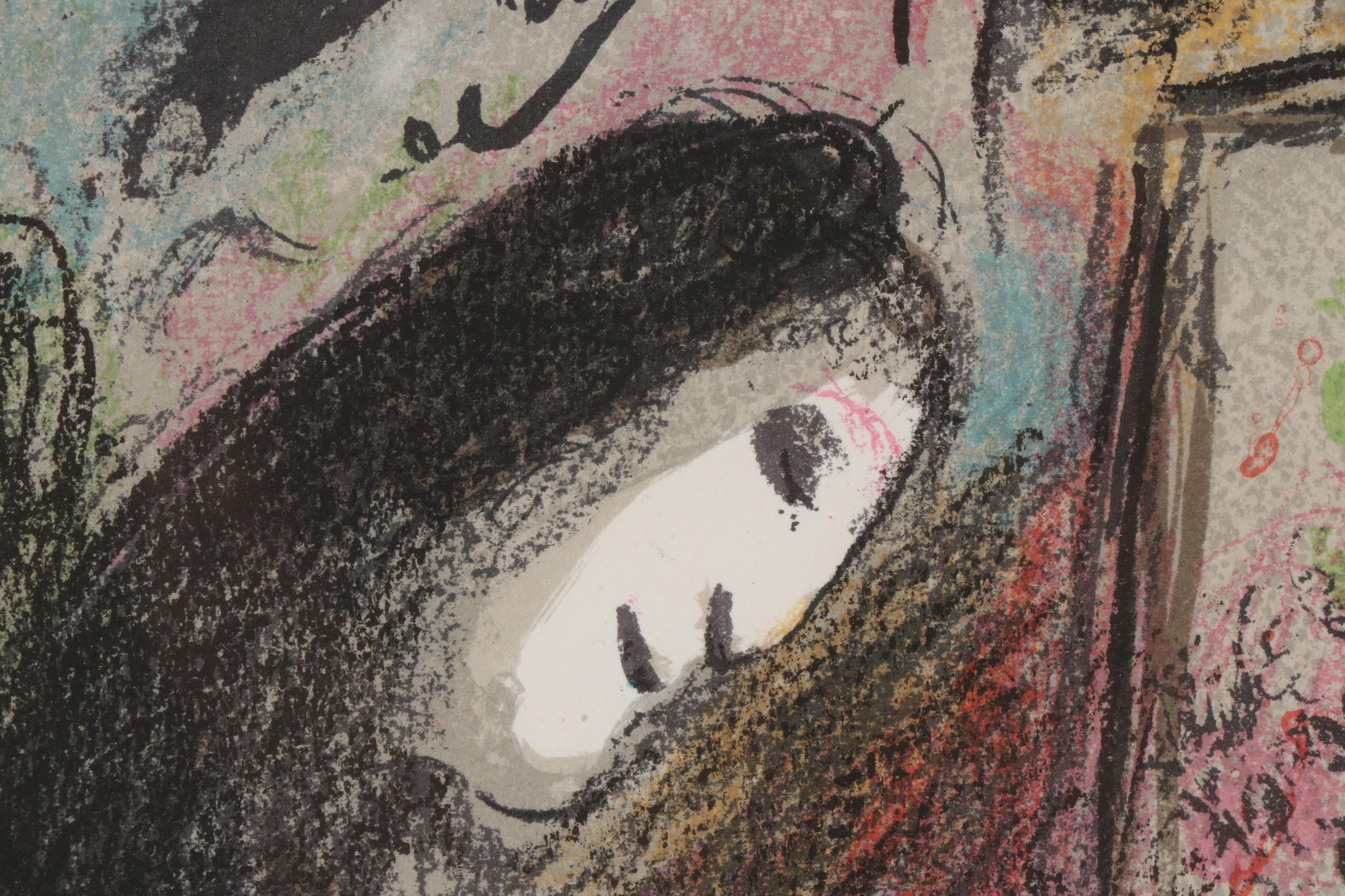 Marc Chagall Color Lithograph "Wandering Musicians", 1963