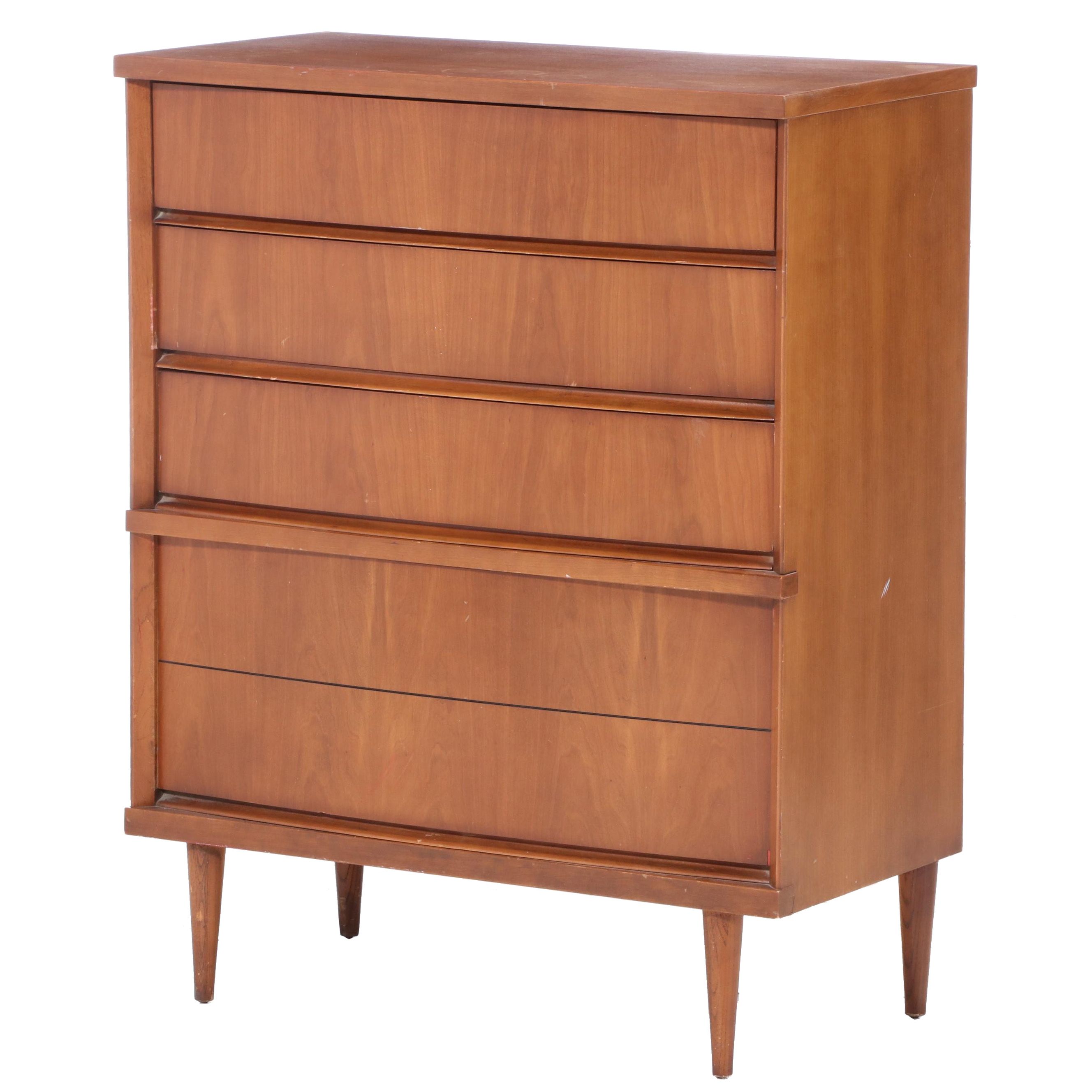 Bassett Furniture "Tempo" Mid Century Modern Cherrywood Four-Drawer Chest