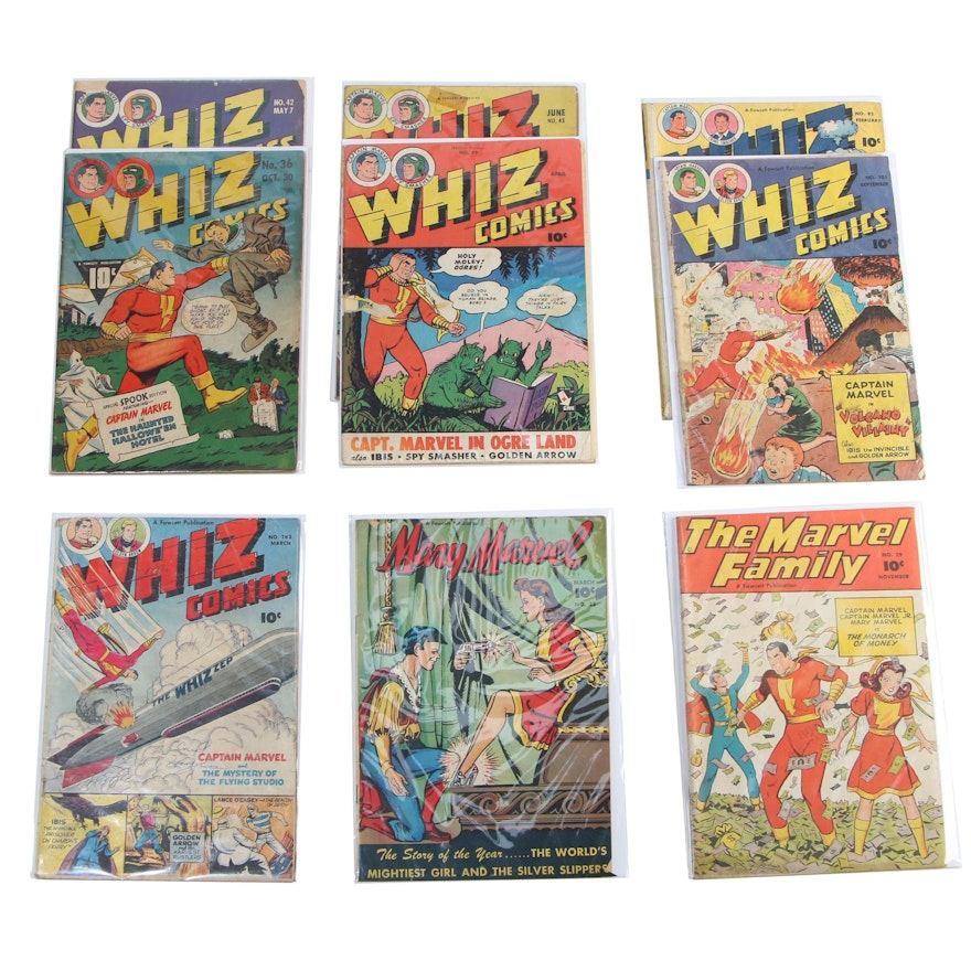 "Whiz Comics", "Mary Marvel", and "The Marvel Family" Comics
