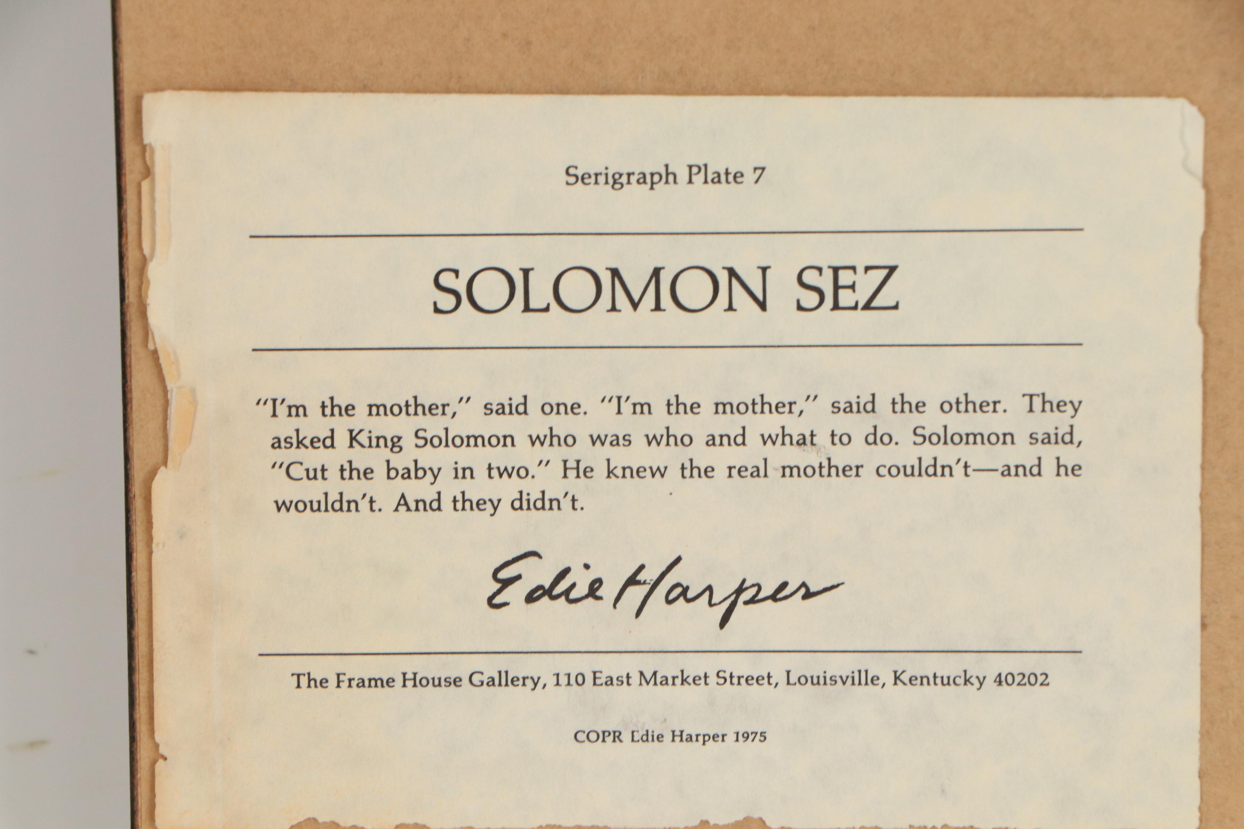Edie Harper Serigraph "Solomon Sez"
