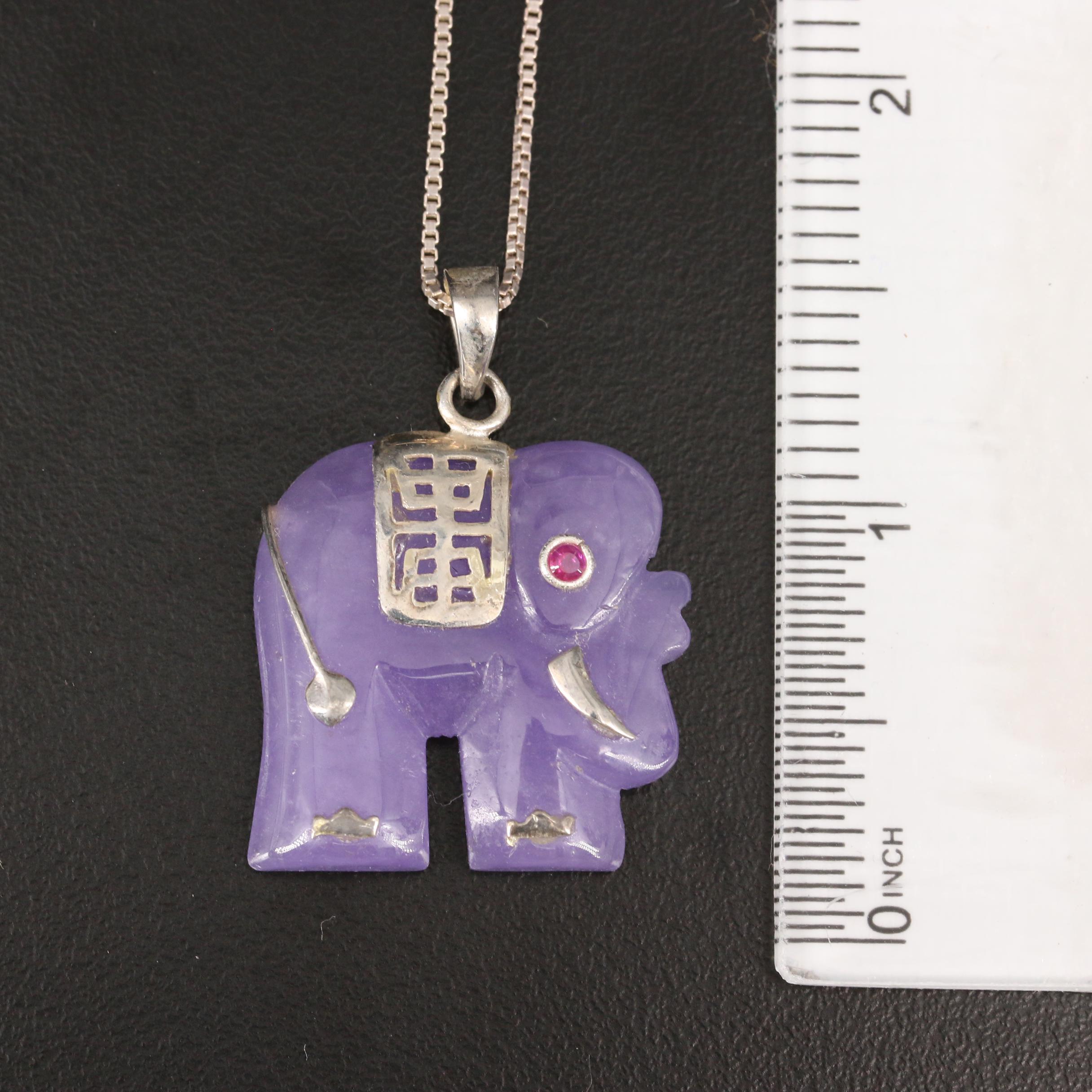 Selection of Sterling Necklaces Including Longevity Elephant Pendant Necklace