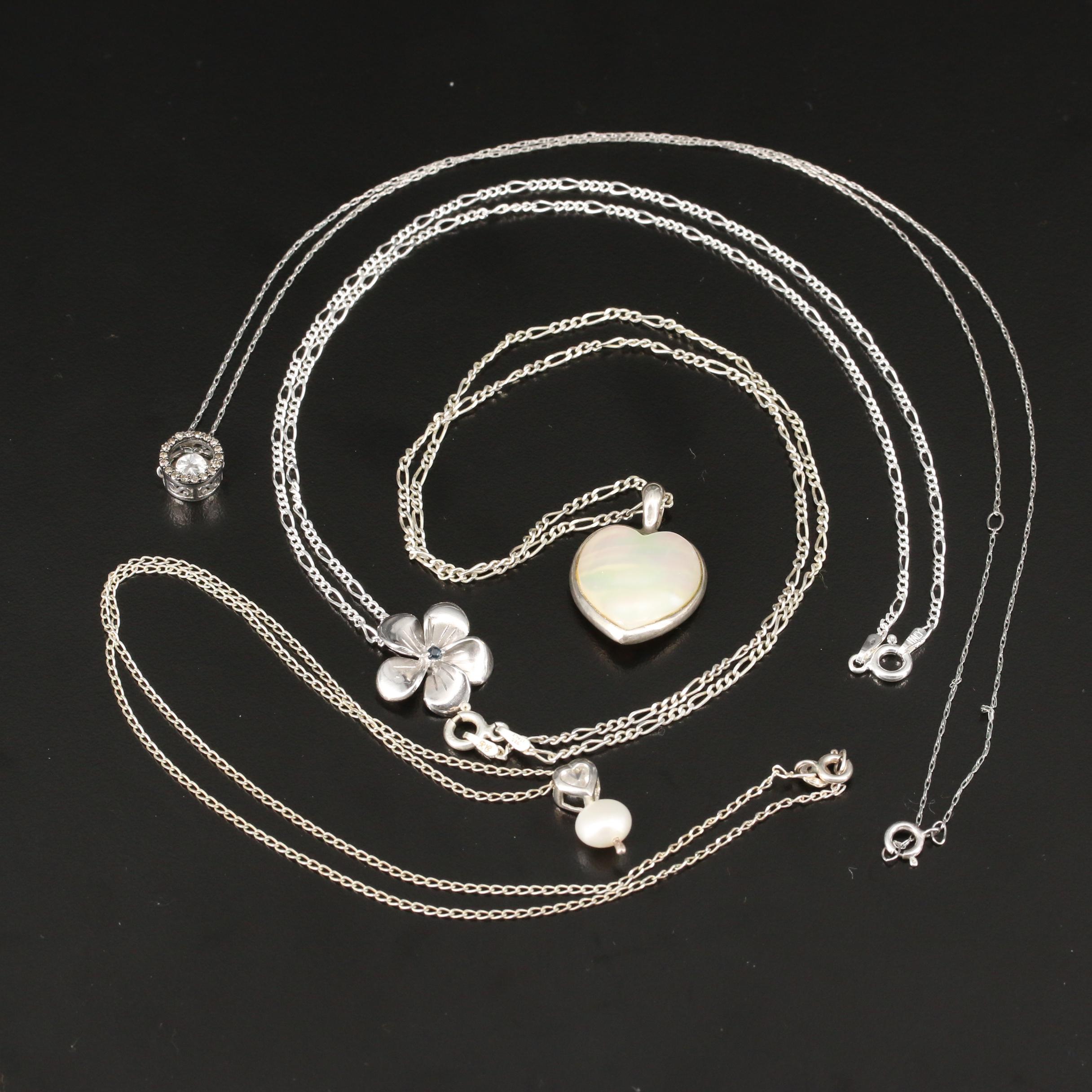 Selection of Sterling Necklaces Including Longevity Elephant Pendant Necklace