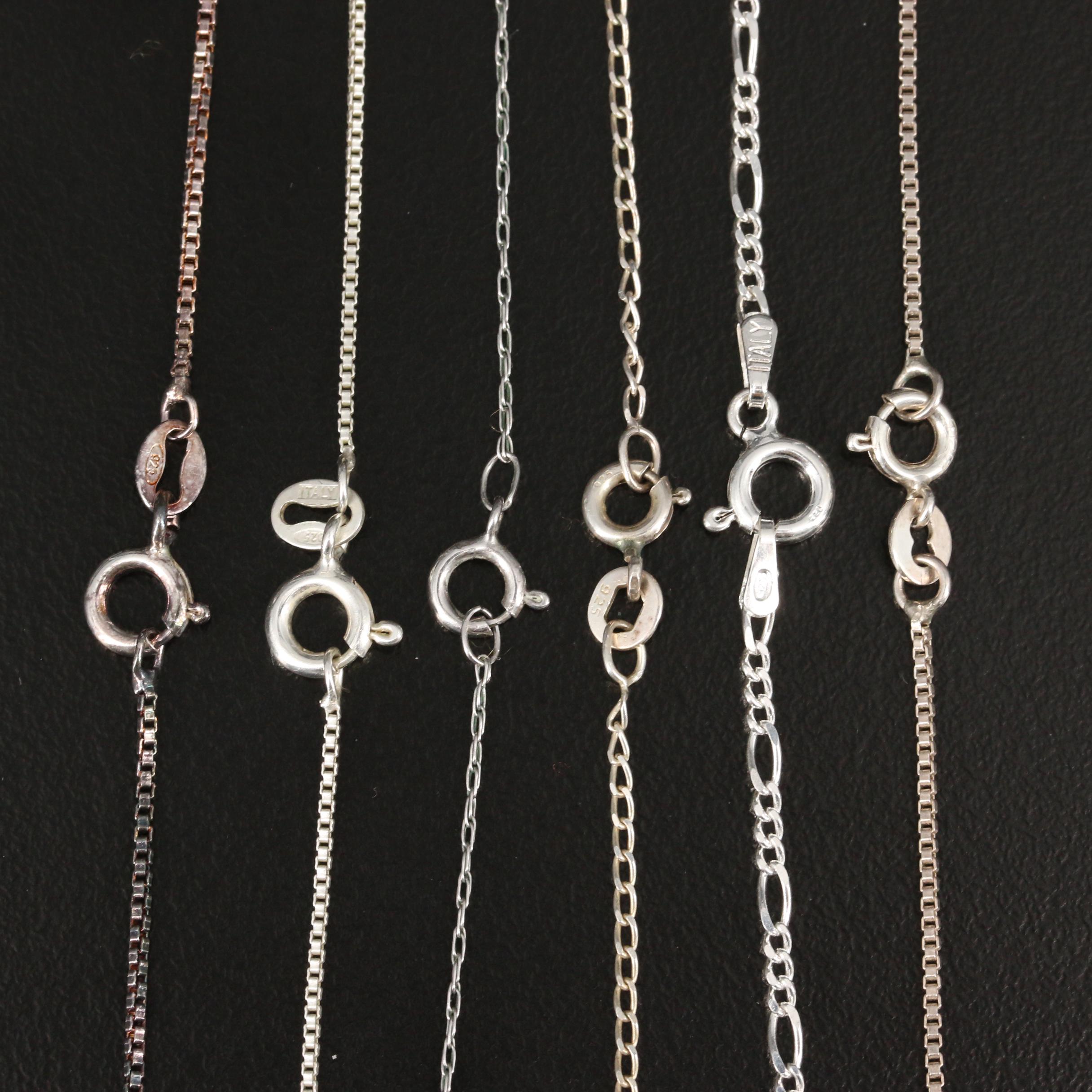 Selection of Sterling Necklaces Including Longevity Elephant Pendant Necklace