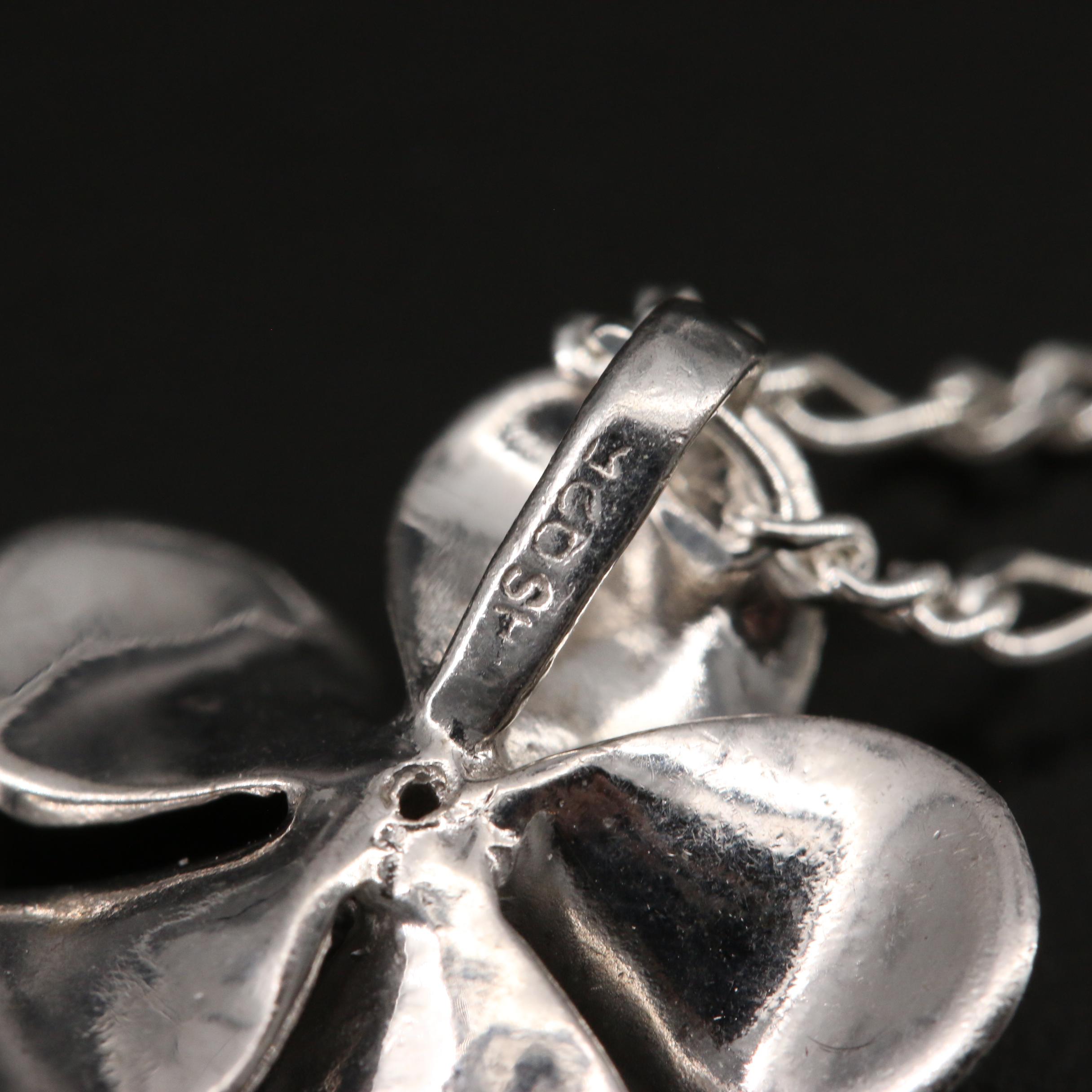 Selection of Sterling Necklaces Including Longevity Elephant Pendant Necklace