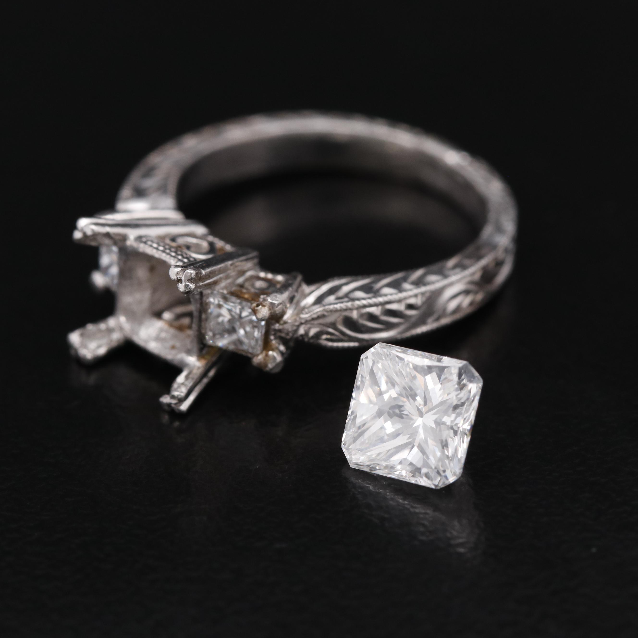 Tacori Platinum Diamond Ring with Loose 1.37 CT Diamond with GIA Report