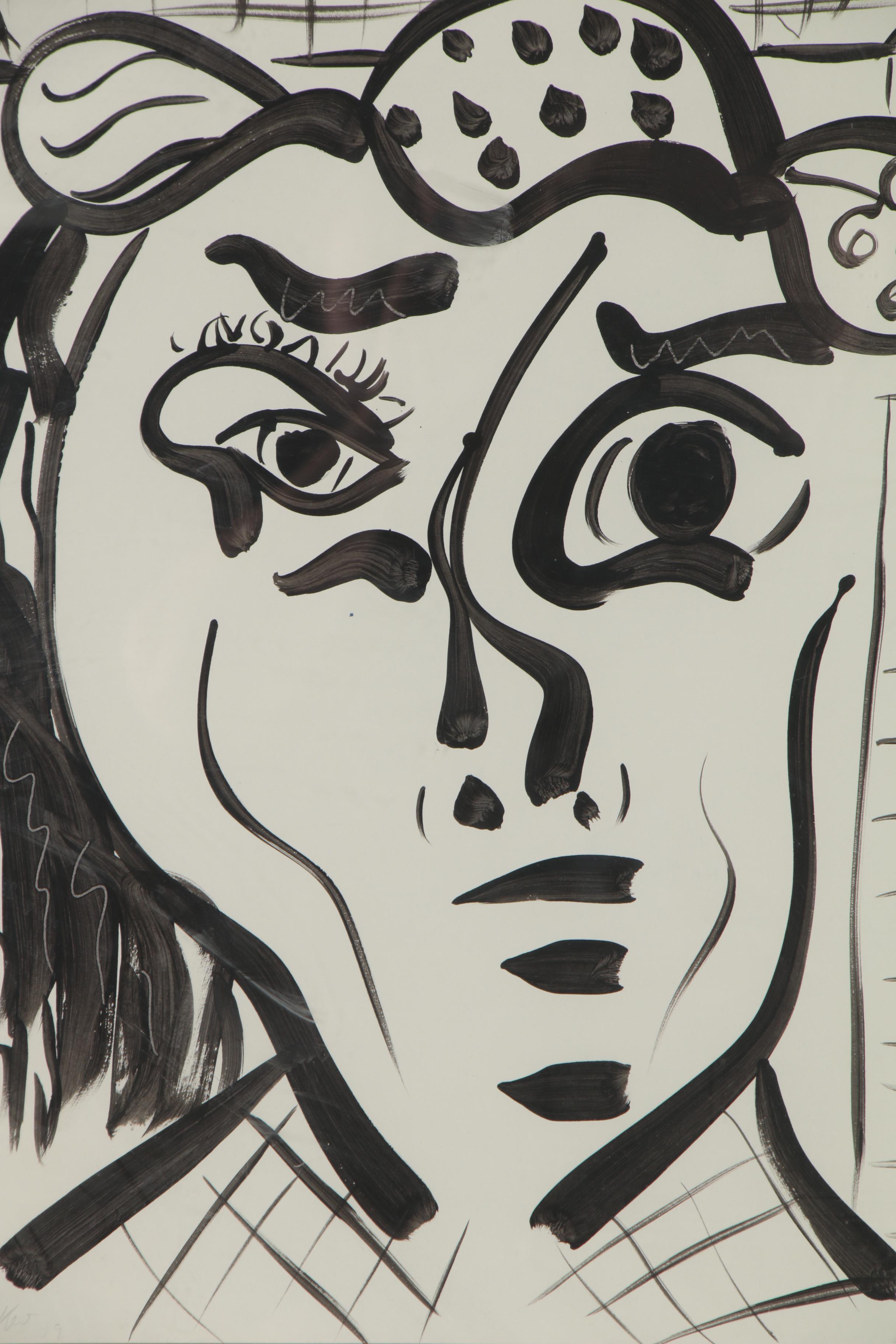 Peter Keil Abstract Portrait Acrylic Painting "Matador", 1979