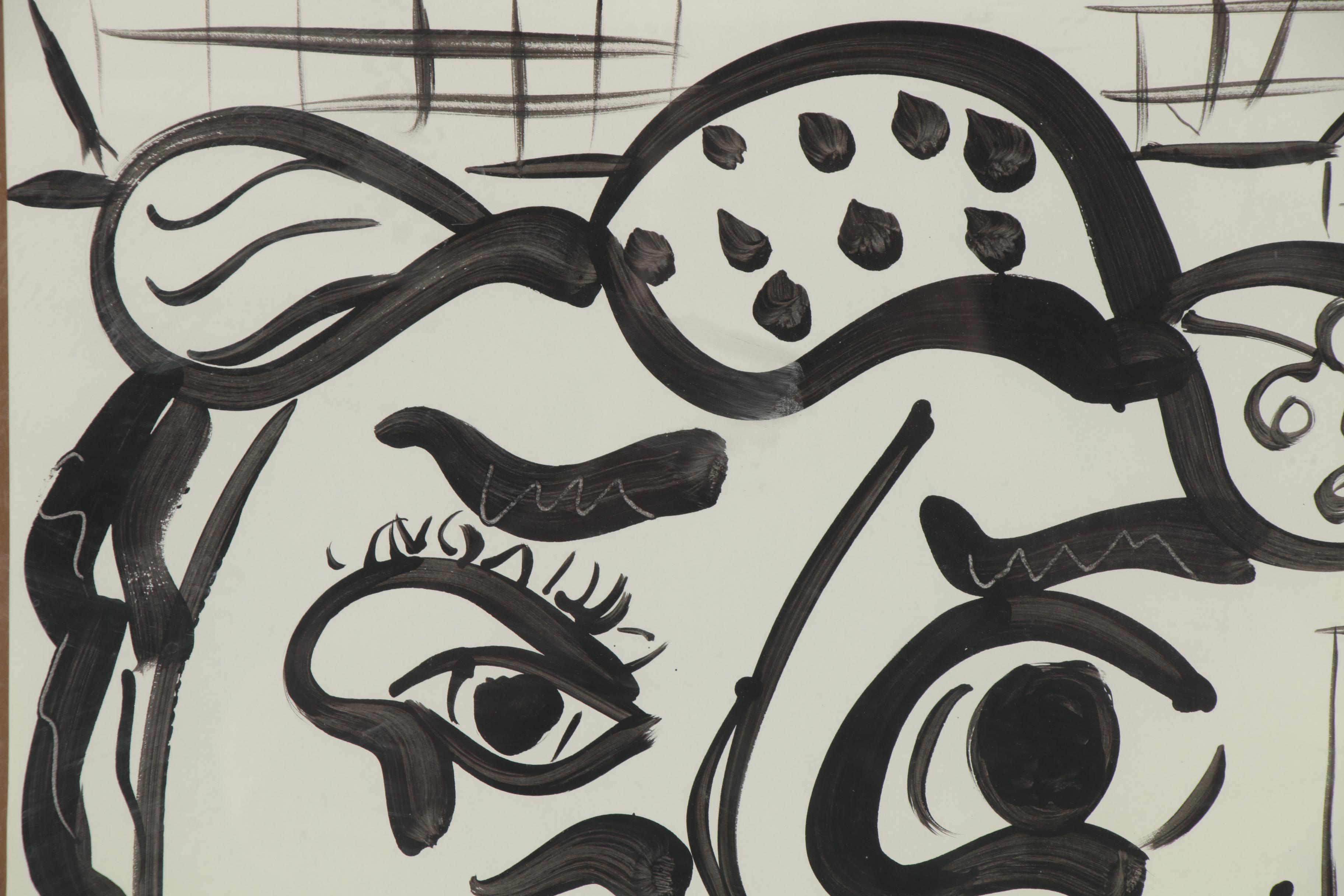 Peter Keil Abstract Portrait Acrylic Painting "Matador", 1979