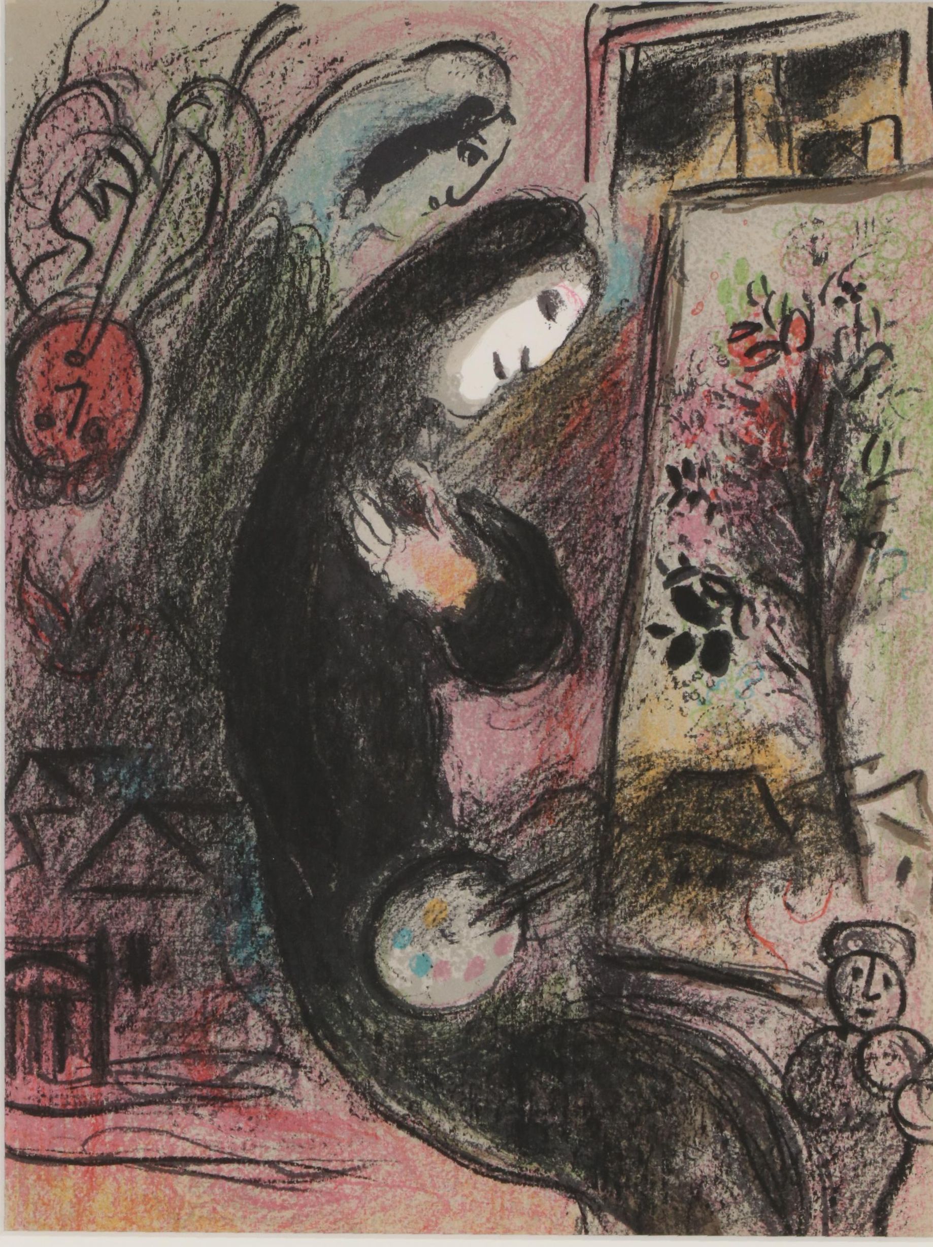 Marc Chagall Color Lithograph "Wandering Musicians", 1963