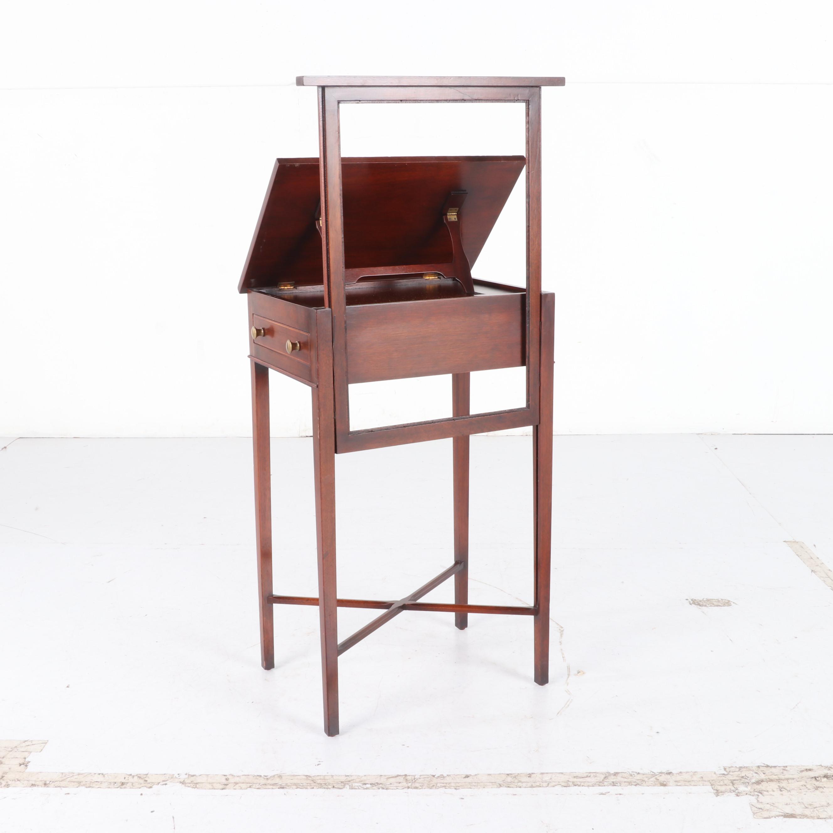 Colonial Mahogany Lecturn Stand with Embossed Leather Top