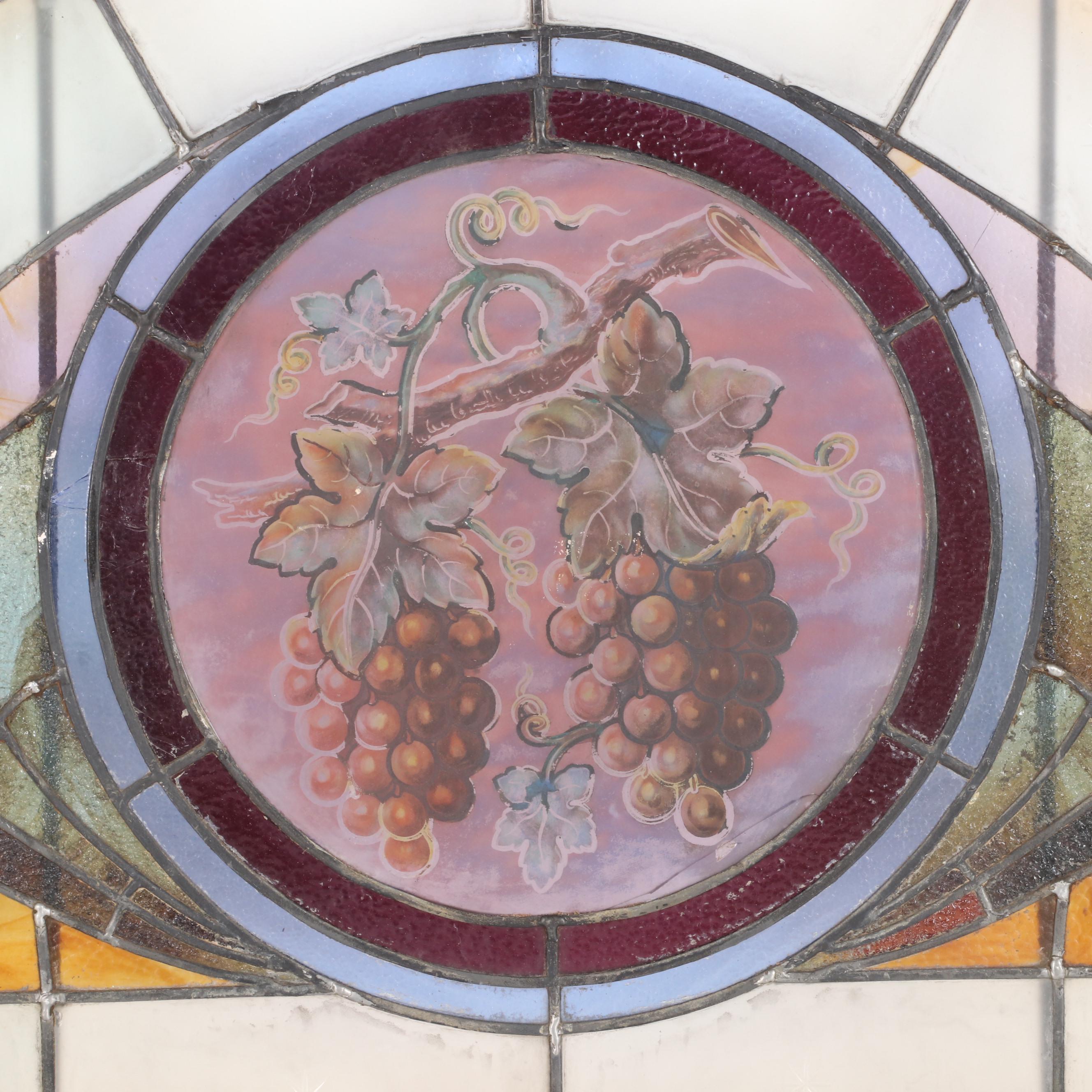 Stained Glass Framed Window Panel, Vintage