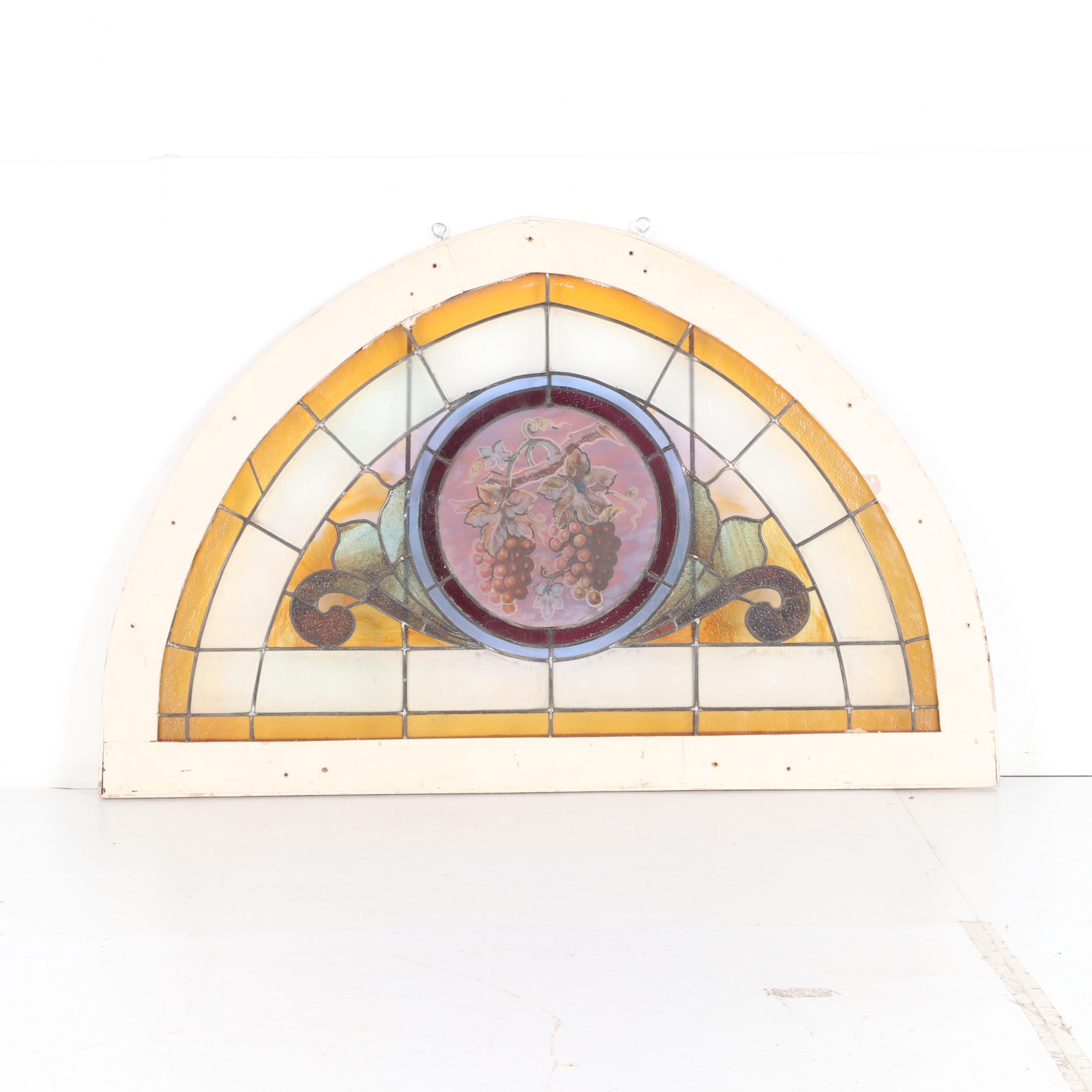 Stained Glass Framed Window Panel, Vintage