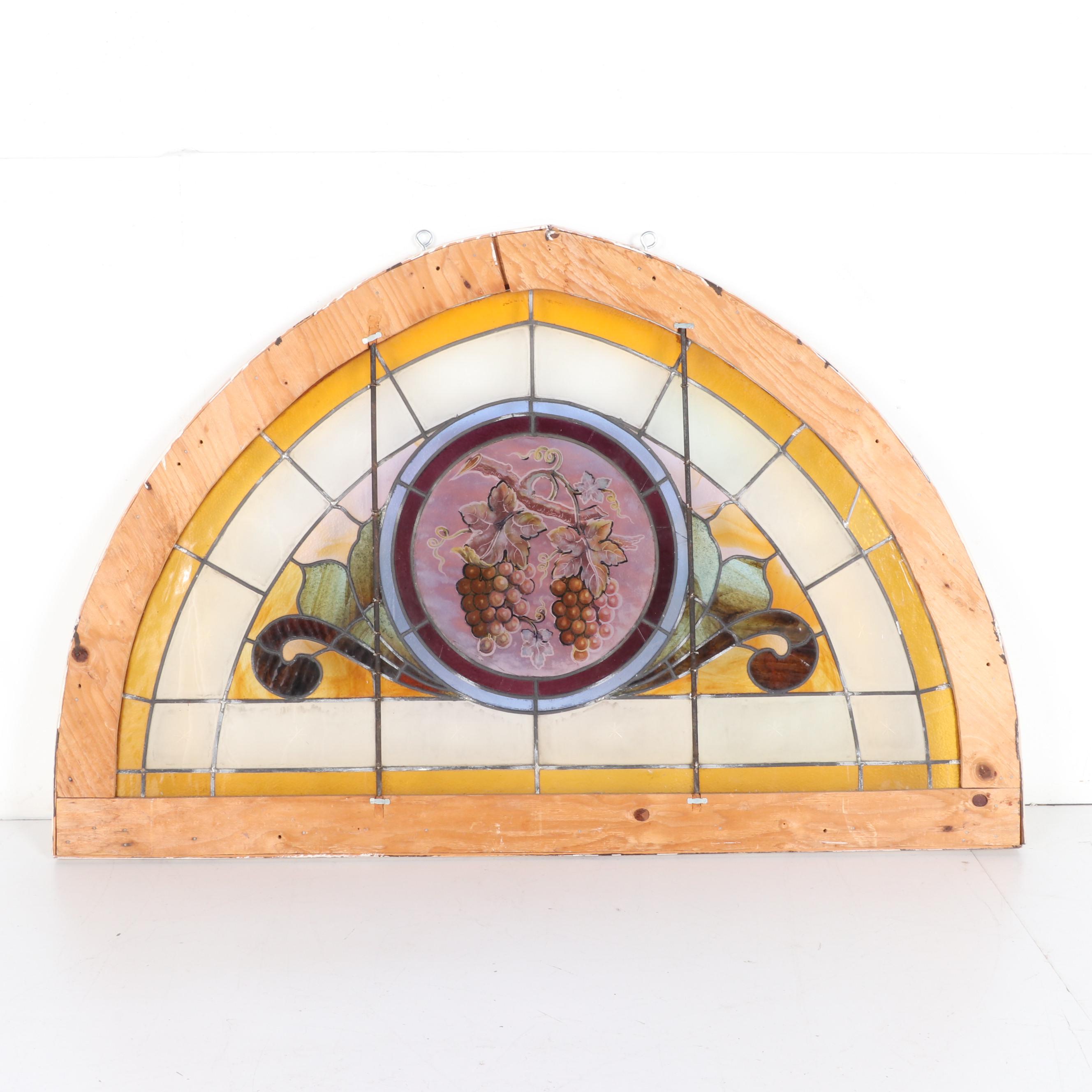 Stained Glass Framed Window Panel, Vintage