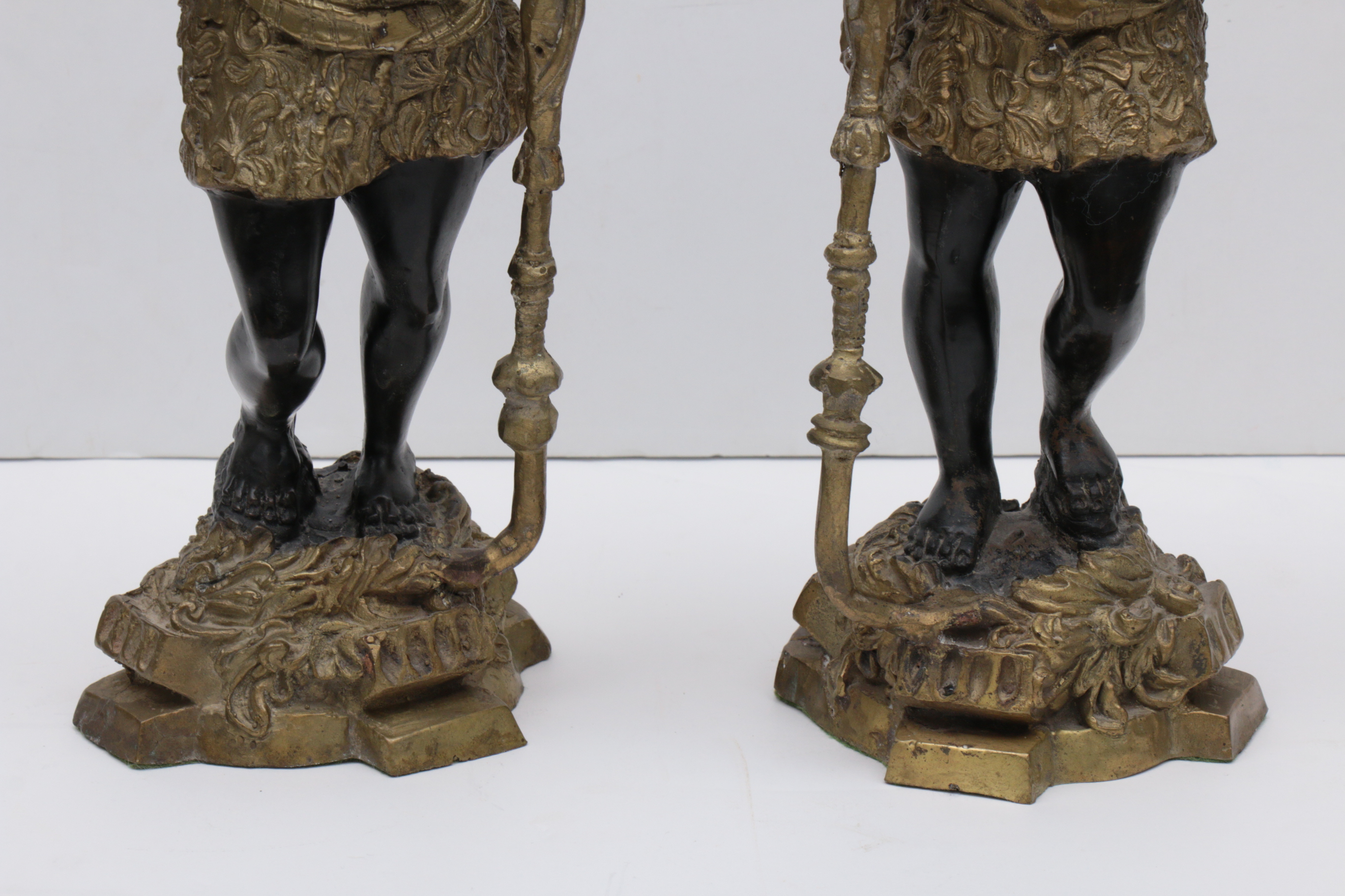 Pair of French Doré Bronze and Ebony Blackamoor Candlesticks, Mid-20th Century