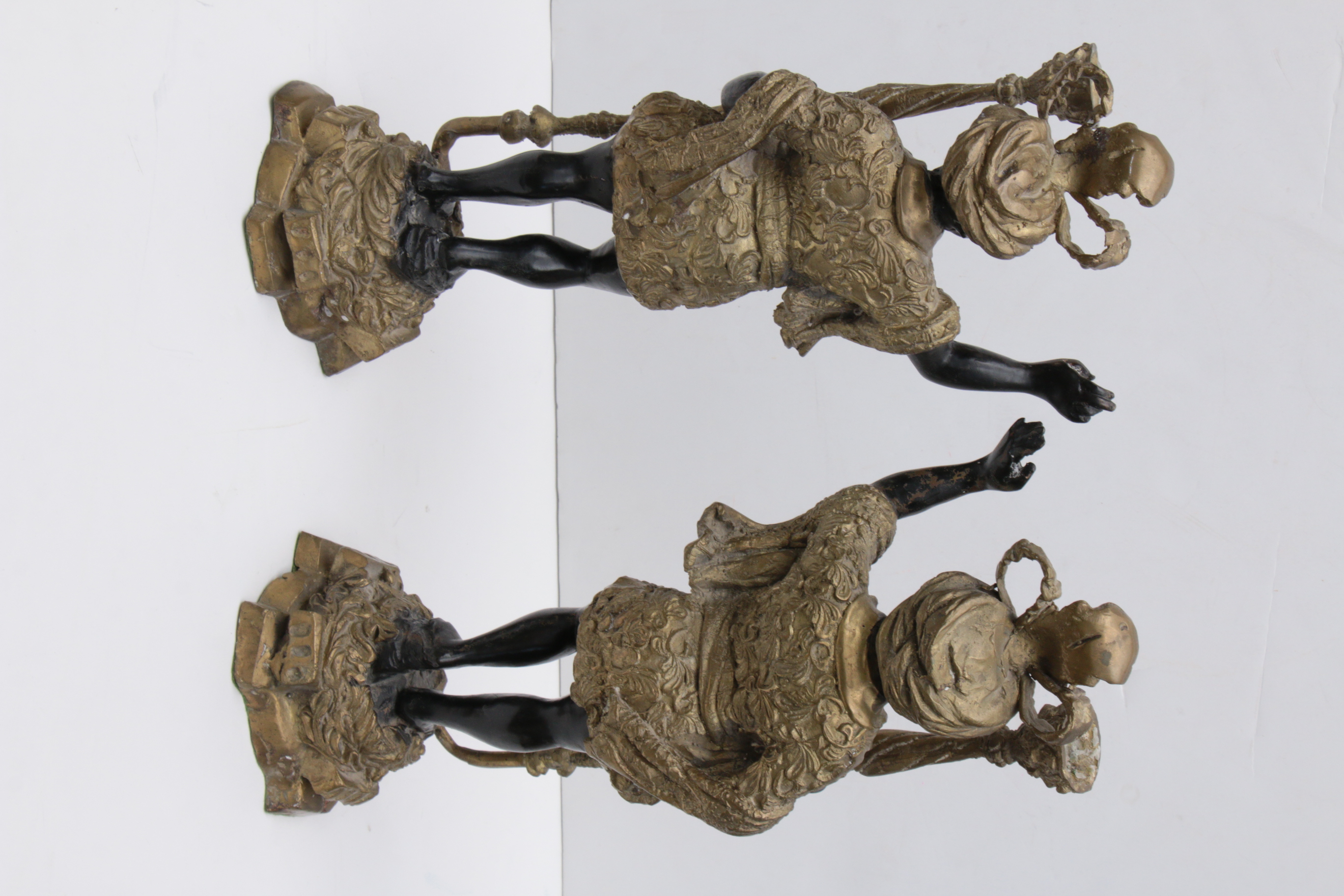 Pair of French Doré Bronze and Ebony Blackamoor Candlesticks, Mid-20th Century