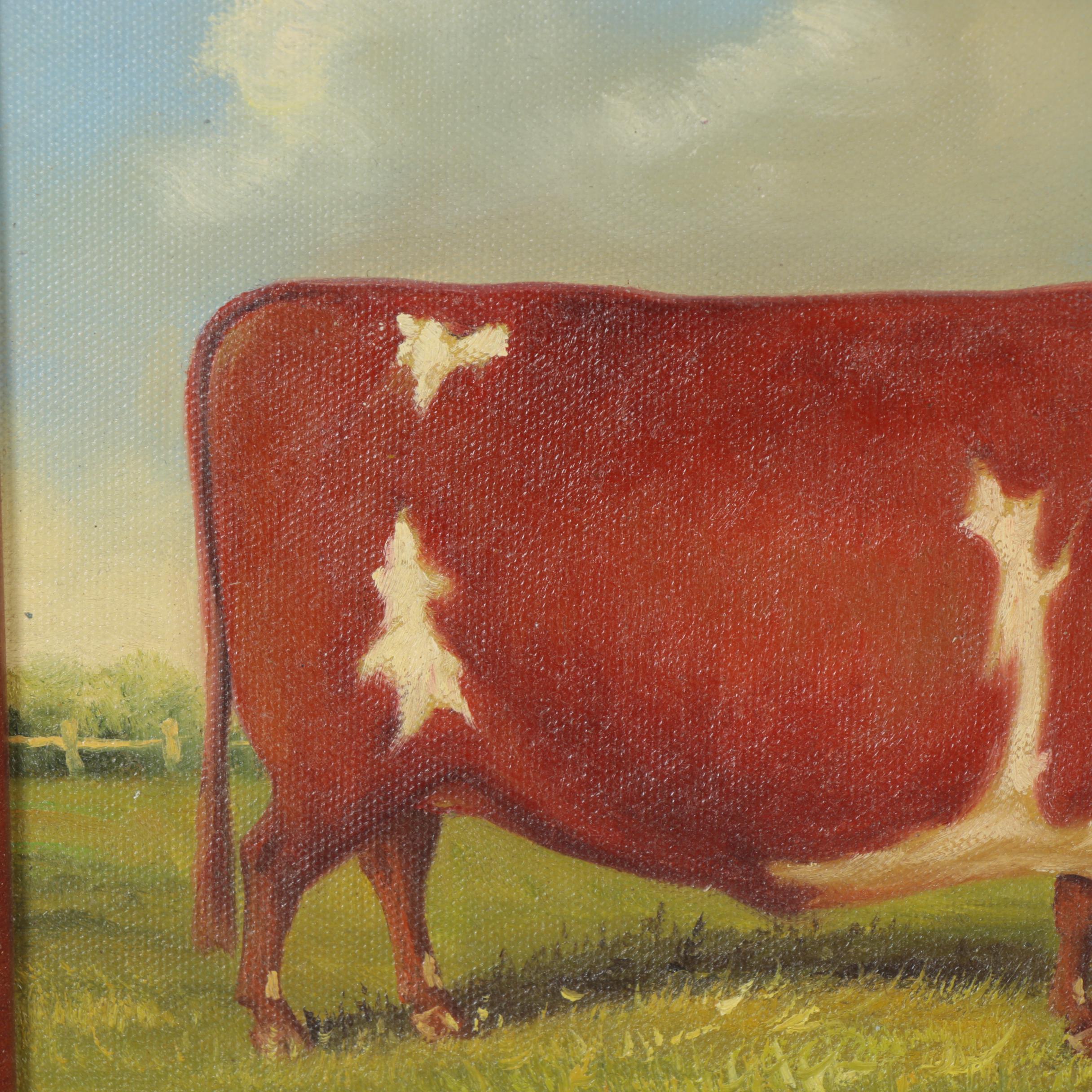 Folk Art Painting of a Prized Competition Bull, 20th Century