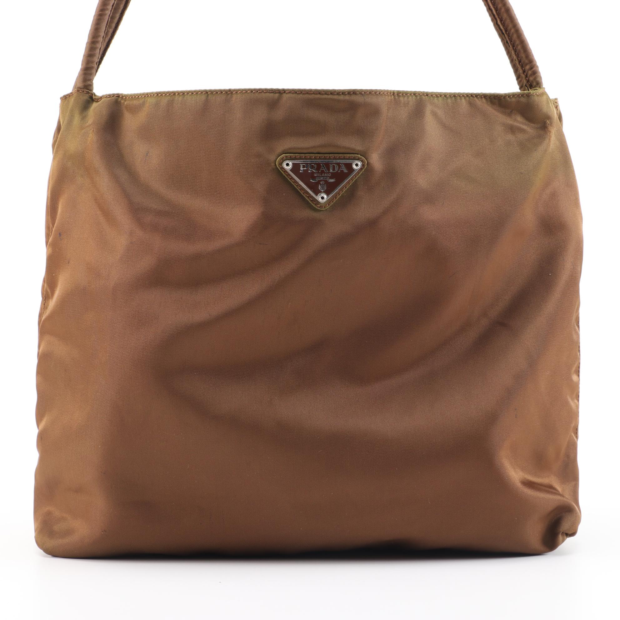 Prada Tessuto City Nylon Shoulder Tote in Bruciato