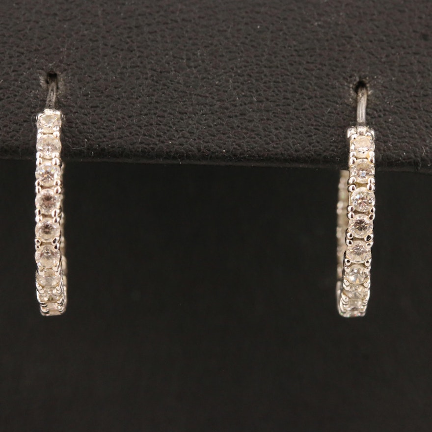 14K Cubic Zirconia Inside-Out Hoop Earrings